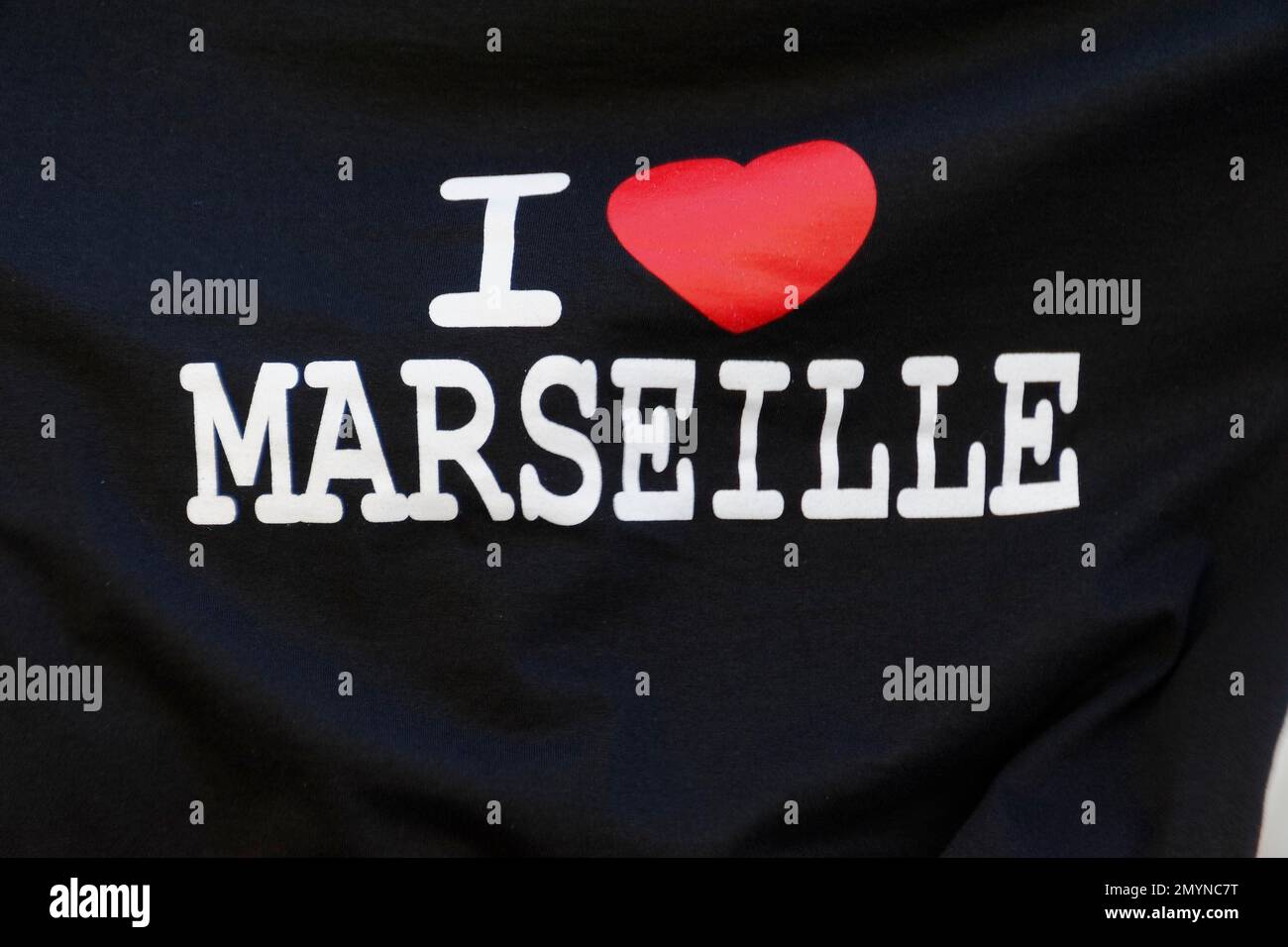 TShirt, i Love Marseille, Marseille, Département Bouches du Rhône, Région Provence Alpes Côte d'Azur, Francia, Europa Foto Stock