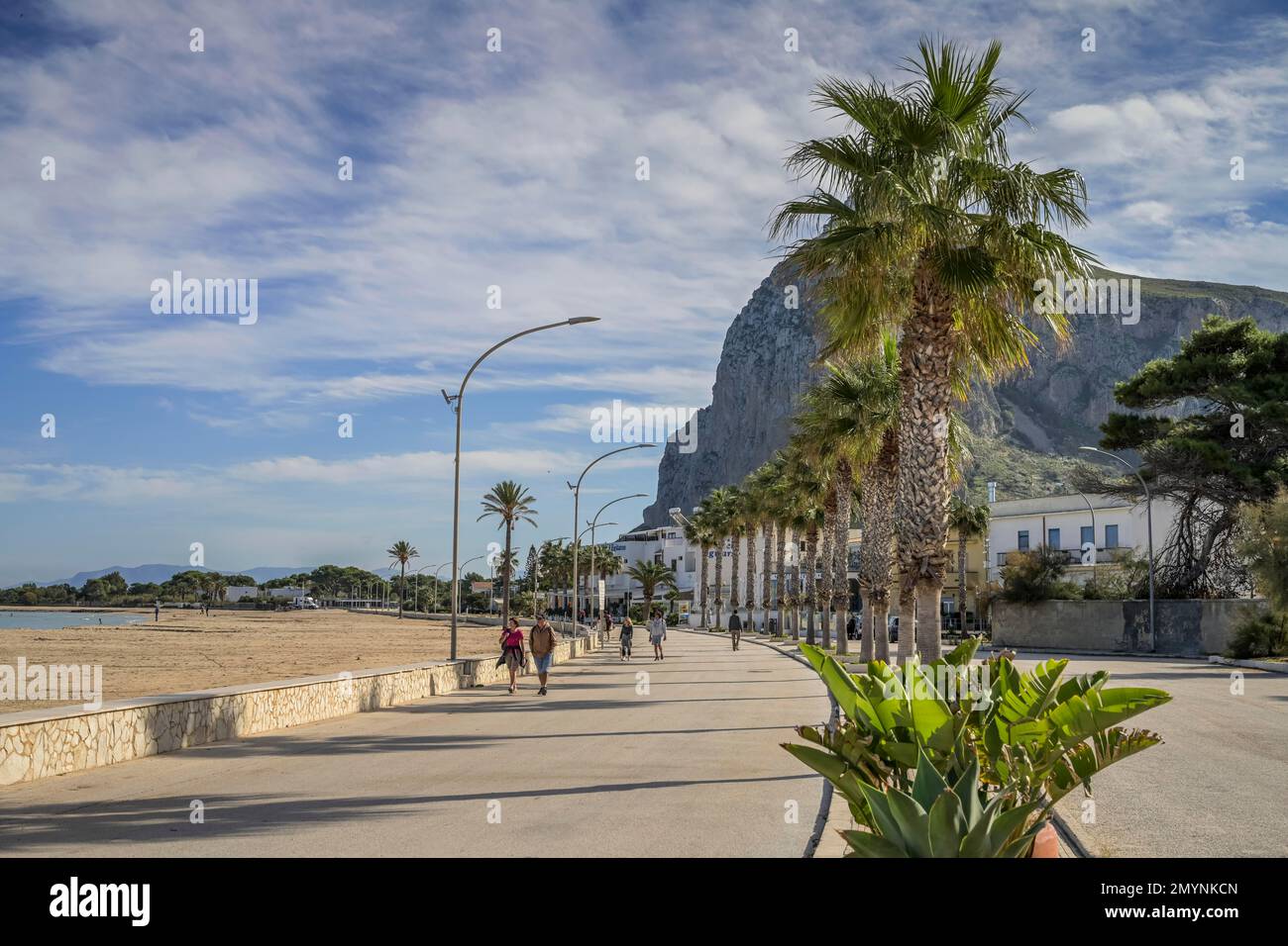 Lungomare, Spiaggia, San Vito lo Capo, Sicilia, Italia, Europa Foto Stock