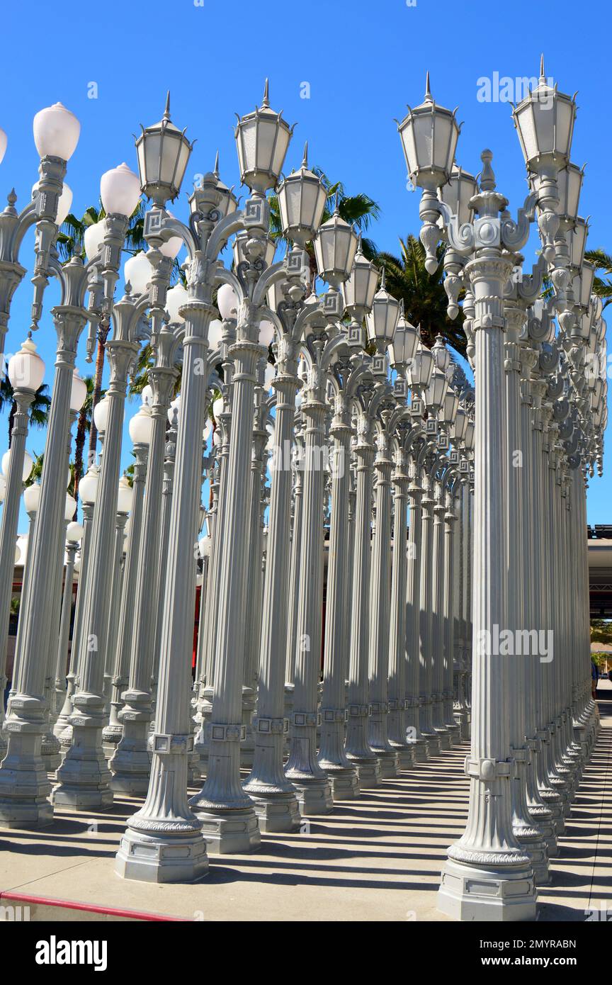 Luci urbane al Los Angeles County Museum of Art Foto Stock