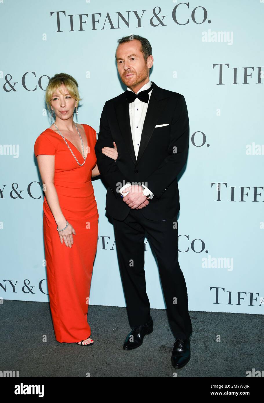 Tiffany & Co. CEO Frederic Cumenal and Leslie Diamond attend the Tiffany & Co. 2016 Blue Book Celebration "The Art of Transformation" at The Cunard Building on Friday, April 15, 2016, in New York. (Photo by Evan Agostini/Invision/AP) Foto Stock