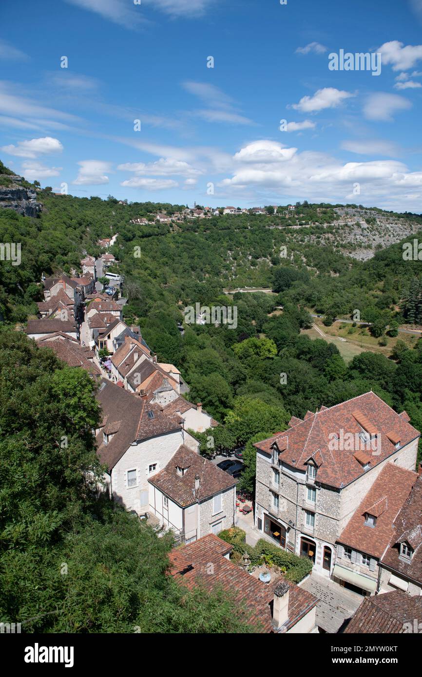 Rue de la Couronnerie, Rocamadour, patrimonio dell'umanità dell'UNESCO, Lot, Occitanie, Francia Foto Stock