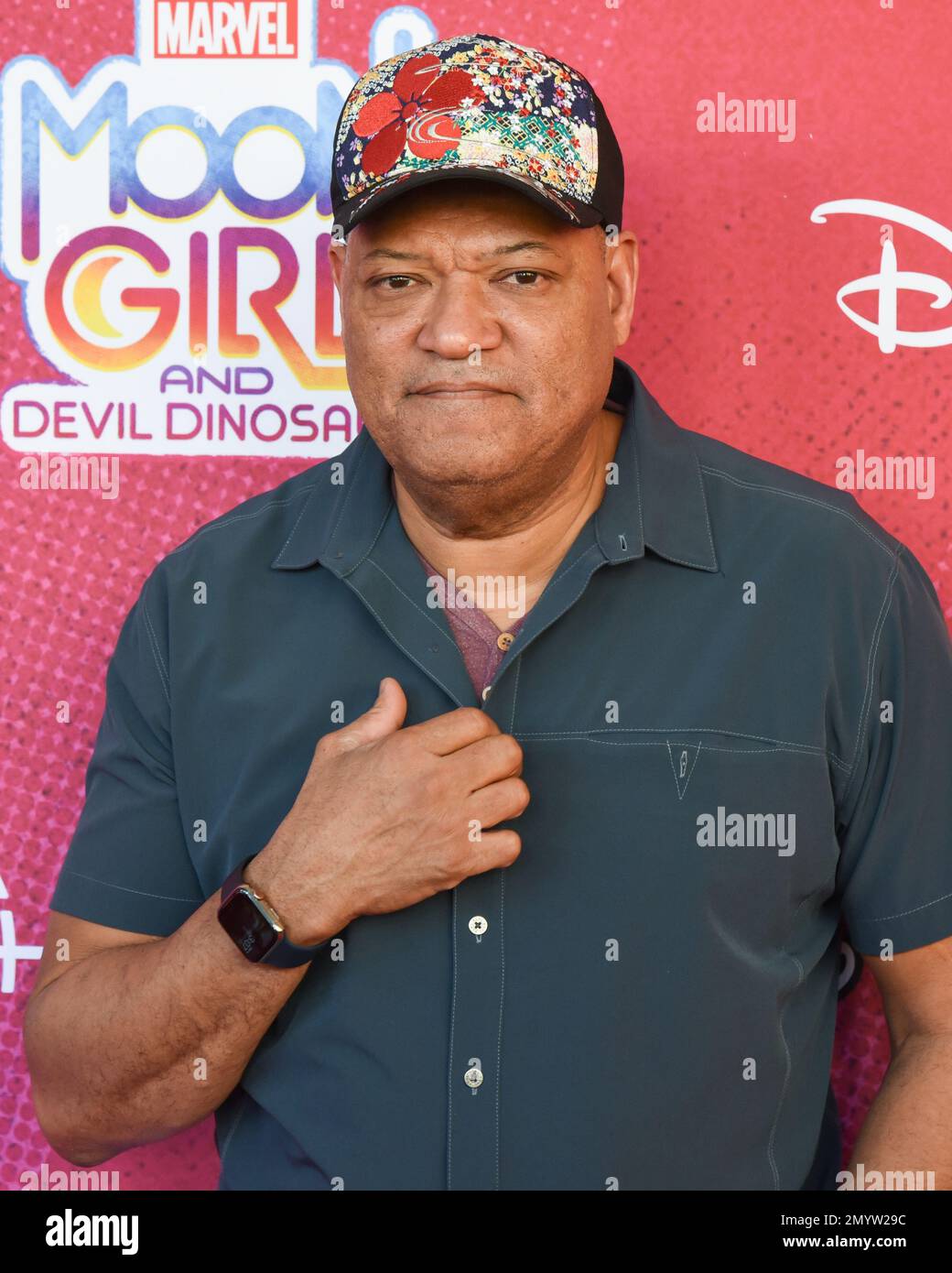 4 febbraio 2023, Burbank, California, Stati Uniti: Laurence Fishburne partecipa alla prima serie televisiva 'Marvell's Moon Girl and Devil Dinosaur'. (Credit Image: © Billy Bennight/ZUMA Press Wire) SOLO PER USO EDITORIALE! Non per USO commerciale! Foto Stock