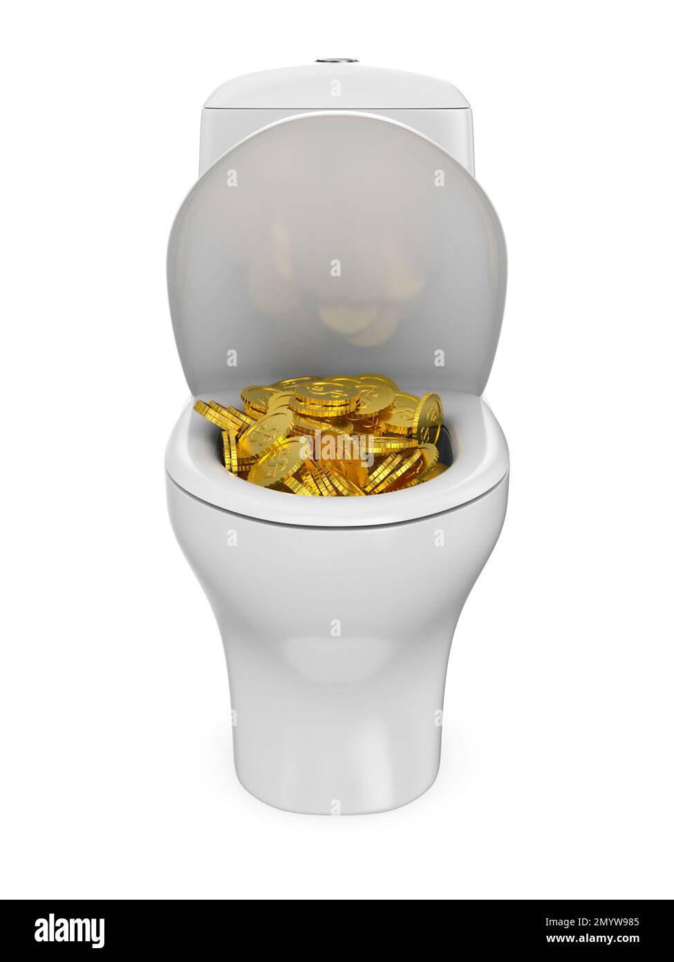 soldi in armadio di acqua su sfondo bianco. Illustrazione 3D isolata Foto Stock