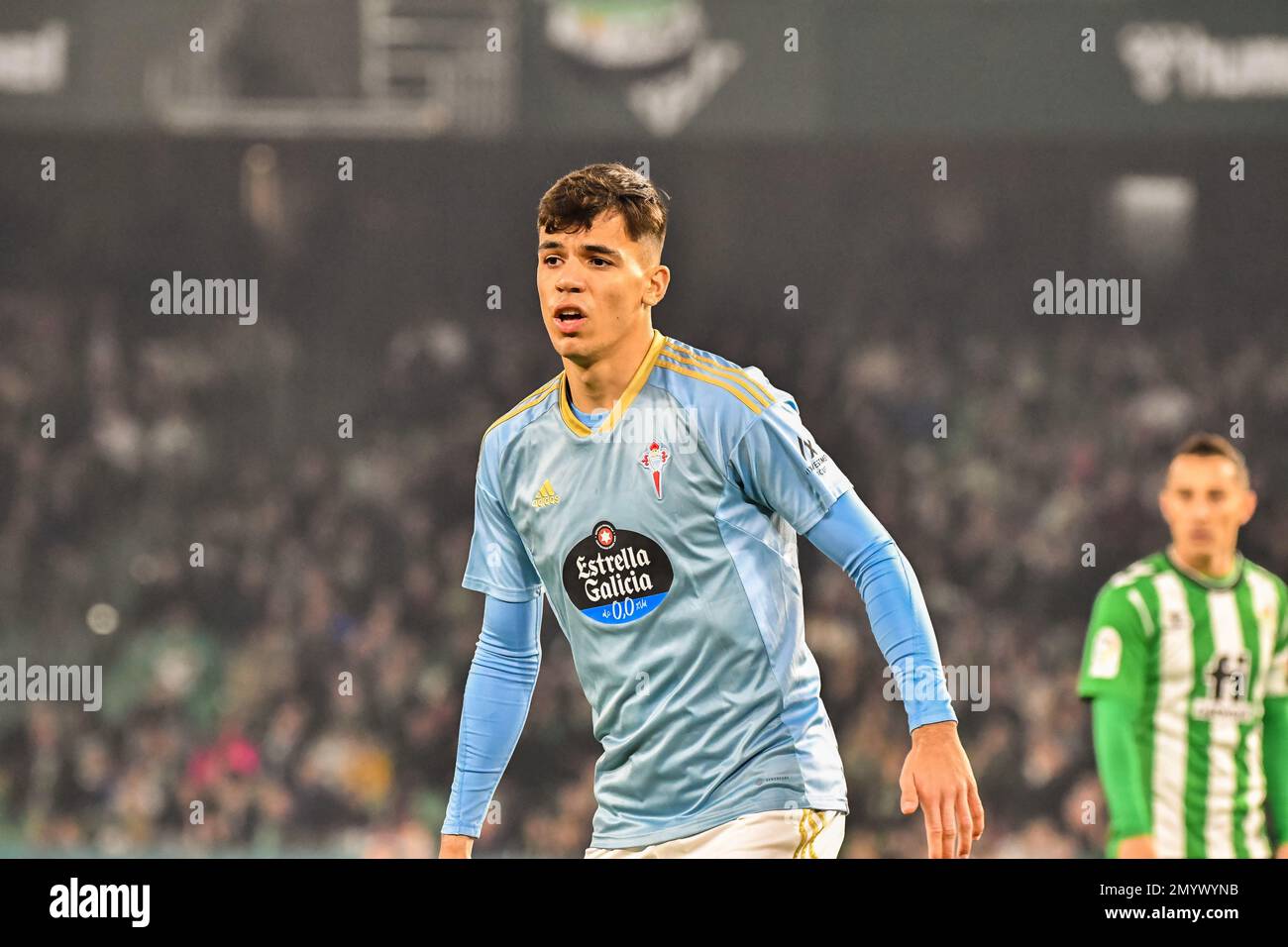 4 febbraio 2023: SIVIGLIA, SPAGNA - 4 FEBBRAIO: Gabri Veiga di RC Celta de Vigo focus durante la partita tra Real Betis Balompie e RC Celta de Vigo di la Liga Santander il 4 febbraio 2022 a Benito Villamarin a Siviglia, Spagna. (Credit Image: © Samuel CarreÃ±o/PX Imagens via ZUMA Press Wire) SOLO PER USO EDITORIALE! Non per USO commerciale! Foto Stock