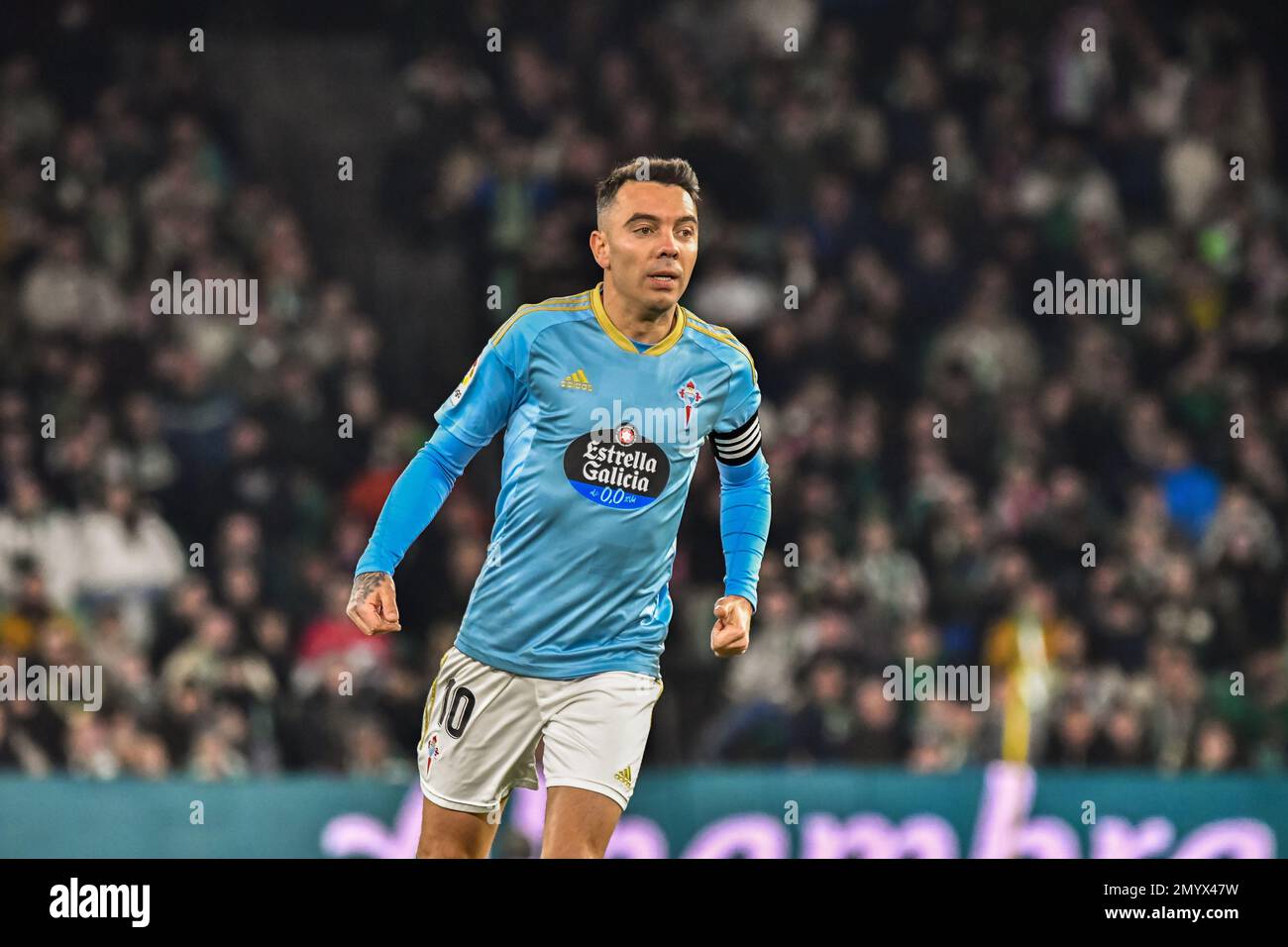 4 febbraio 2023: SIVIGLIA, SPAGNA - 4 FEBBRAIO: Iago Aspas di RC Celta de Vigo focus durante la partita tra Real Betis Balompie e RC Celta de Vigo di la Liga Santander il 4 febbraio 2022 a Benito Villamarin a Siviglia, Spagna. (Credit Image: © Samuel CarreÃ±o/PX Imagens via ZUMA Press Wire) SOLO PER USO EDITORIALE! Non per USO commerciale! Foto Stock