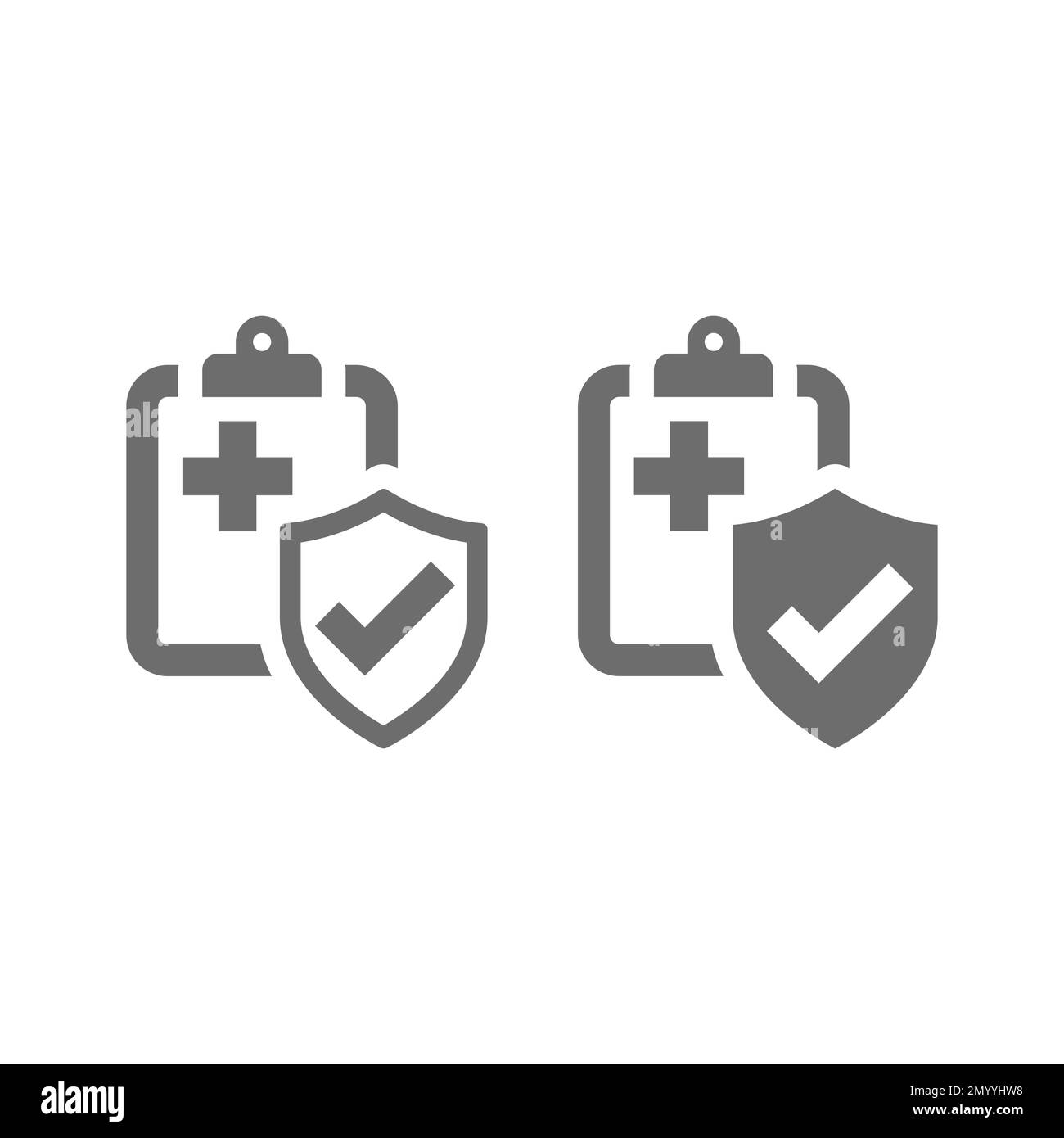 Icona vettore scheda paziente. Appunti per documenti medici con scudo e simbolo a croce. Illustrazione Vettoriale