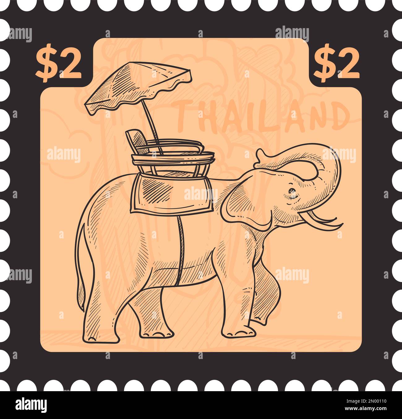 Intrattenimento ricreativo in Thailandia, giro in elefante Illustrazione Vettoriale