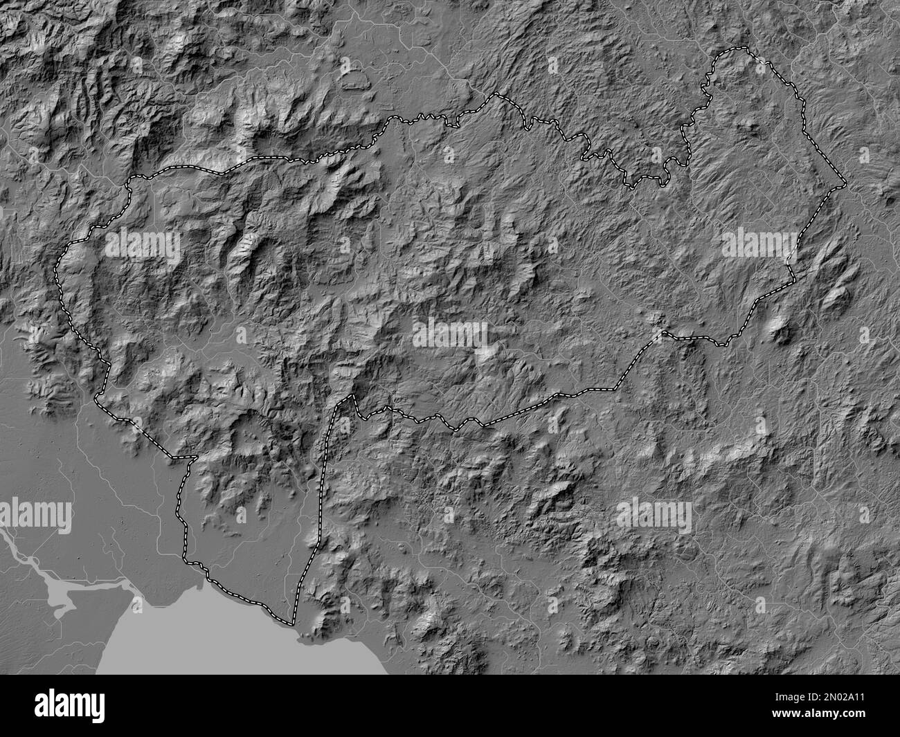 Boaco, dipartimento del Nicaragua. Mappa altimetrica bilivello con laghi e fiumi Foto Stock