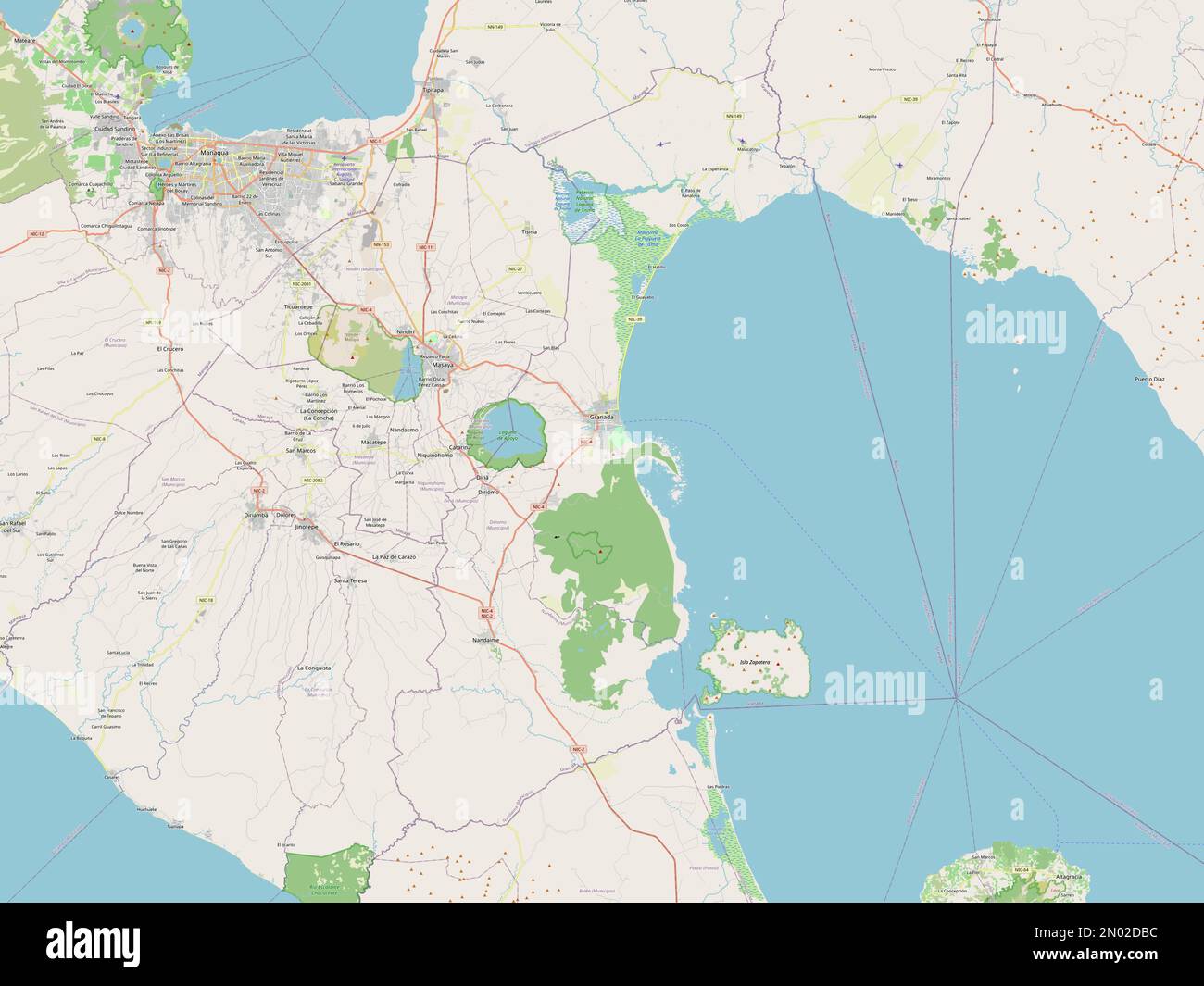 Granada, dipartimento del Nicaragua. Aprire la mappa stradale Foto Stock