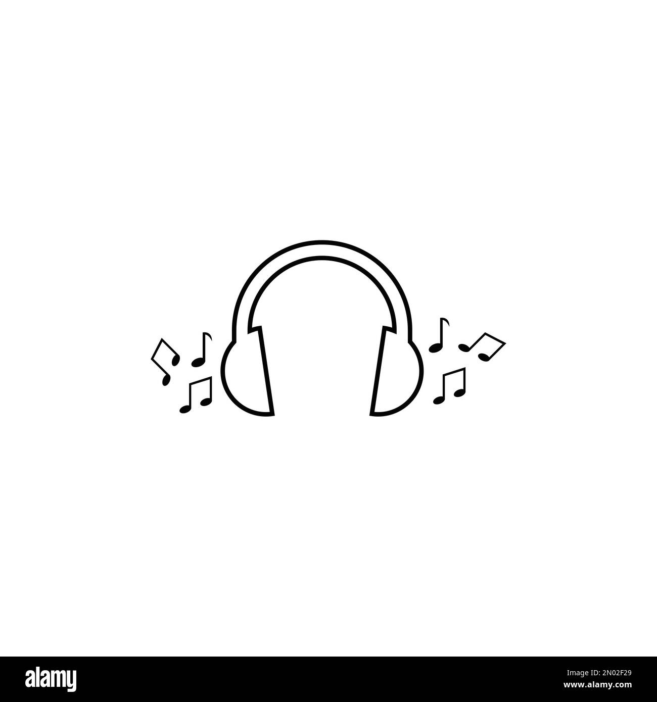 modello con disegno vettoriale per il logo delle cuffie Illustrazione Vettoriale