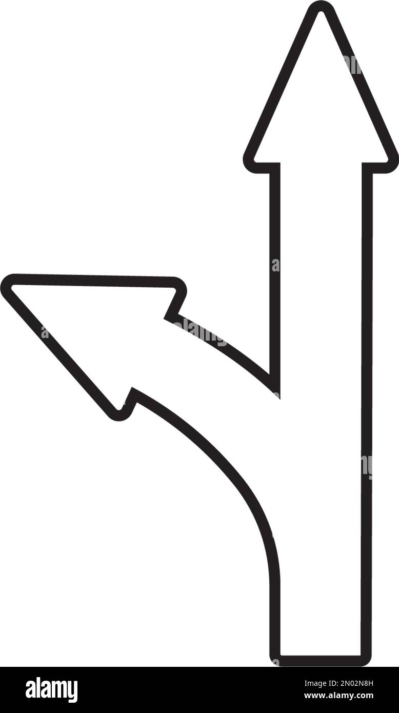 forcella nella sagoma di disegno vettoriale del logo stradale Illustrazione Vettoriale