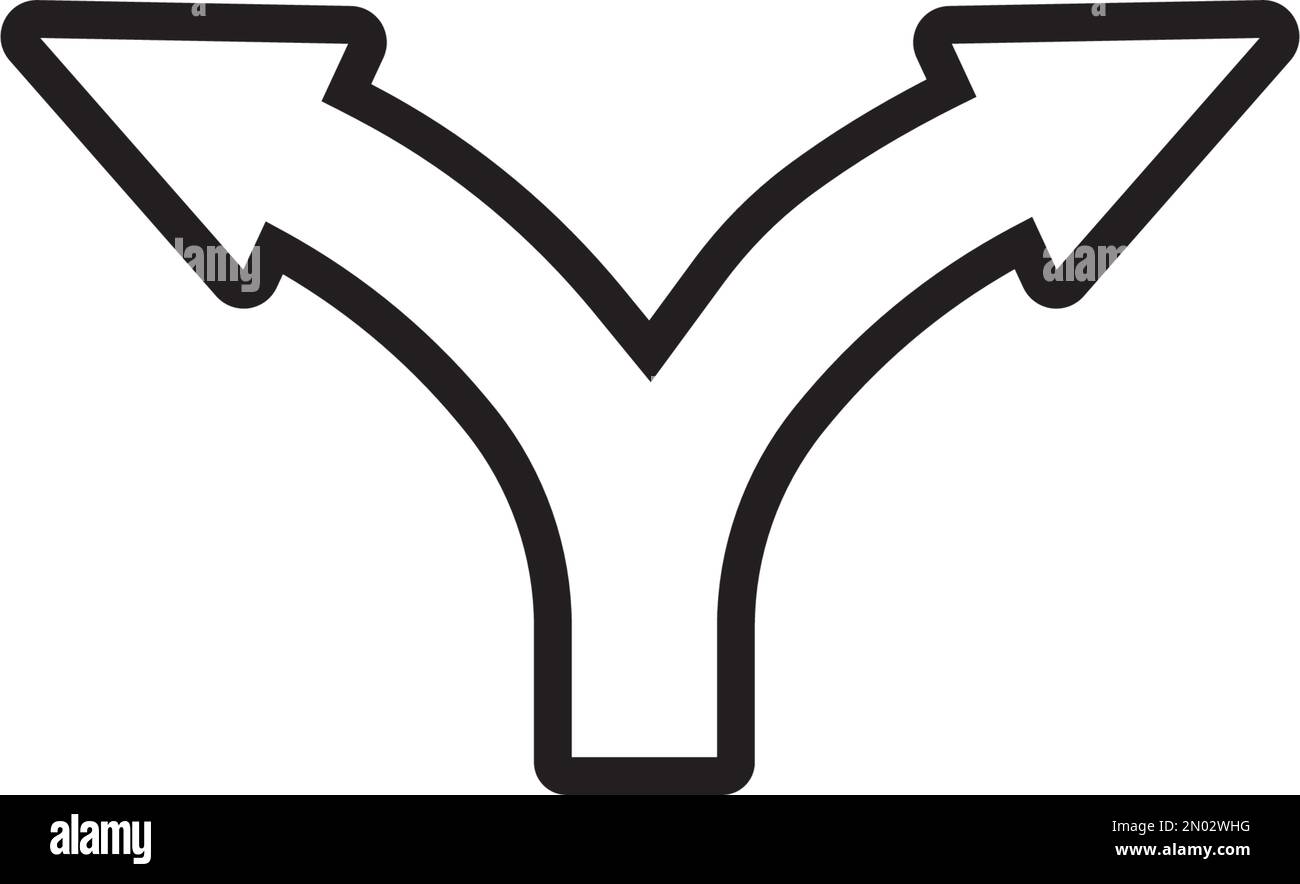 forcella nella sagoma di disegno vettoriale del logo stradale Illustrazione Vettoriale