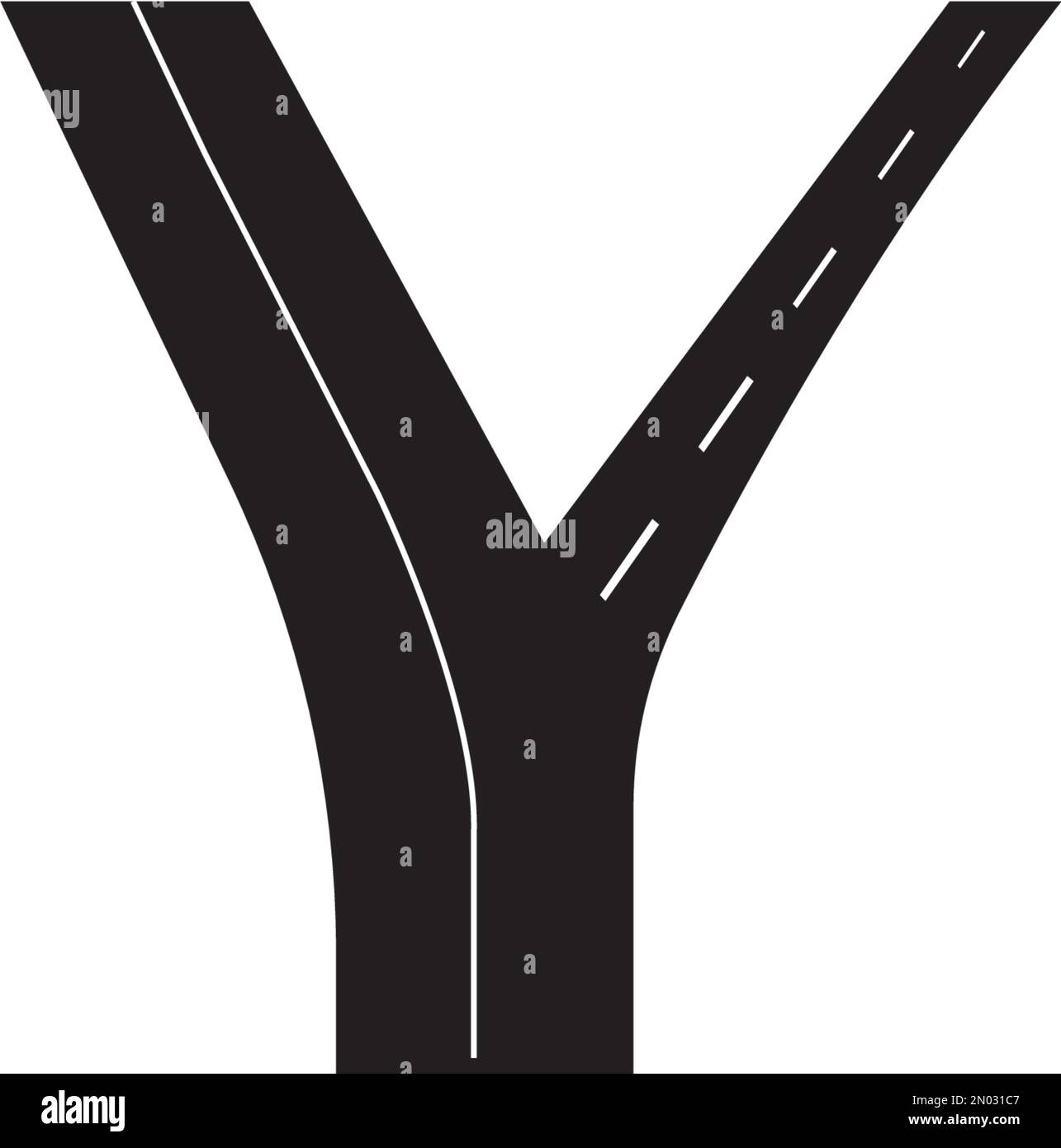 forcella nella sagoma di disegno vettoriale del logo stradale Illustrazione Vettoriale