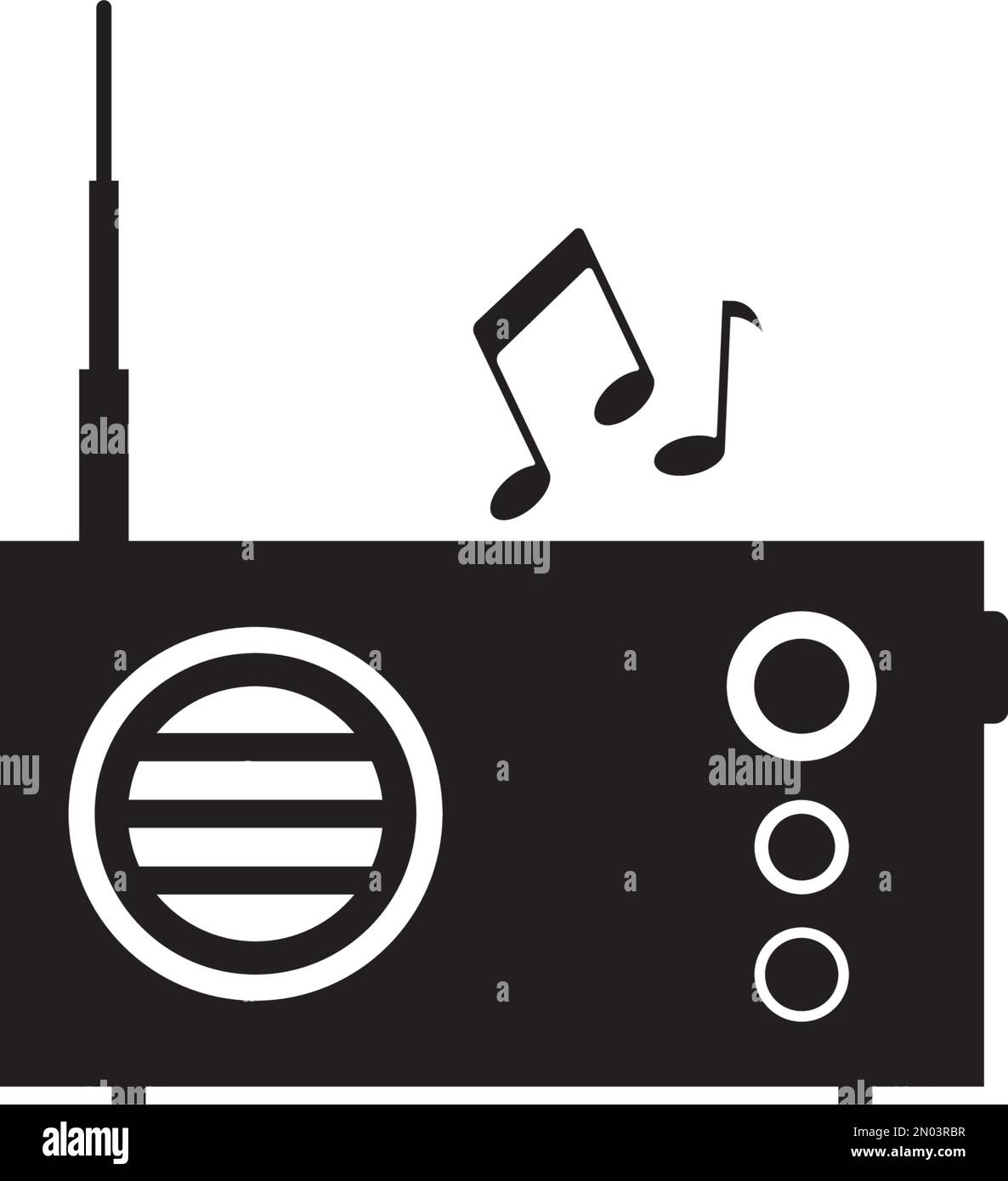 Modello di illustrazione del disegno vettoriale dell'icona della radio Illustrazione Vettoriale