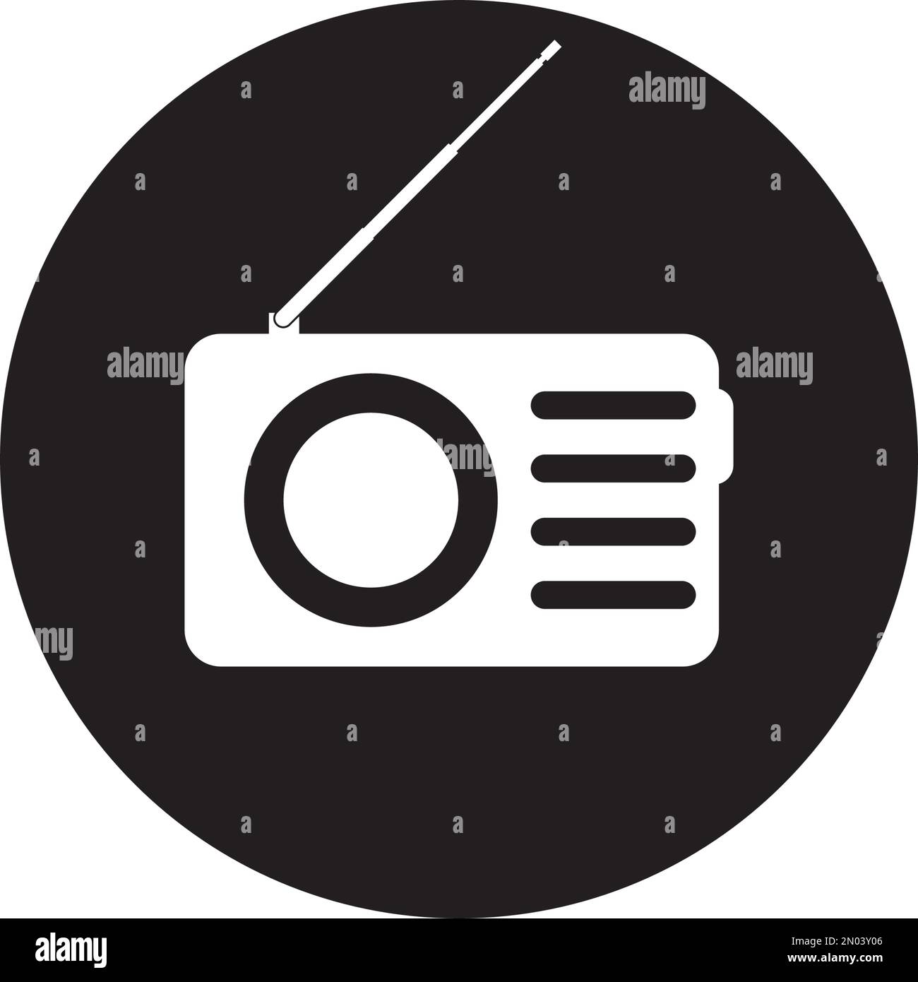 Modello di illustrazione del disegno vettoriale dell'icona della radio Illustrazione Vettoriale