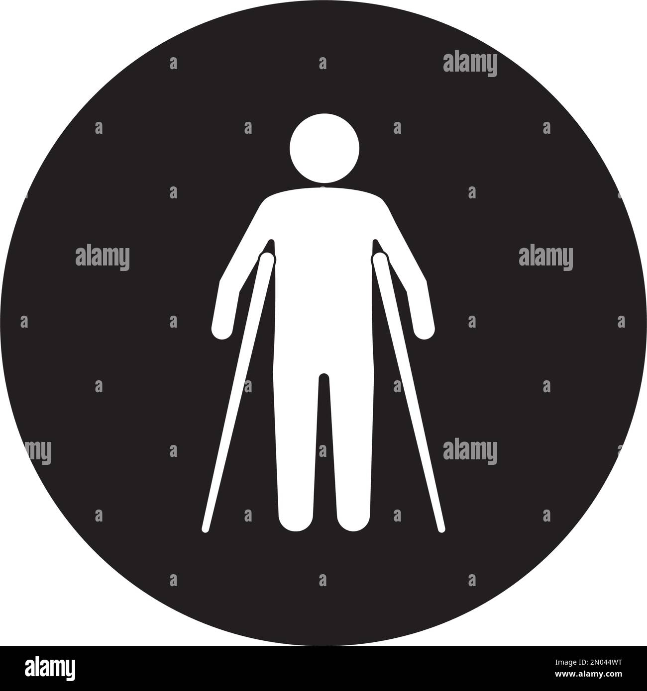 icona vettoriale che rappresenta disabili, anziani e feriti utilizzando accessori ortopedici e sedie a rotelle. Illustrazione Vettoriale