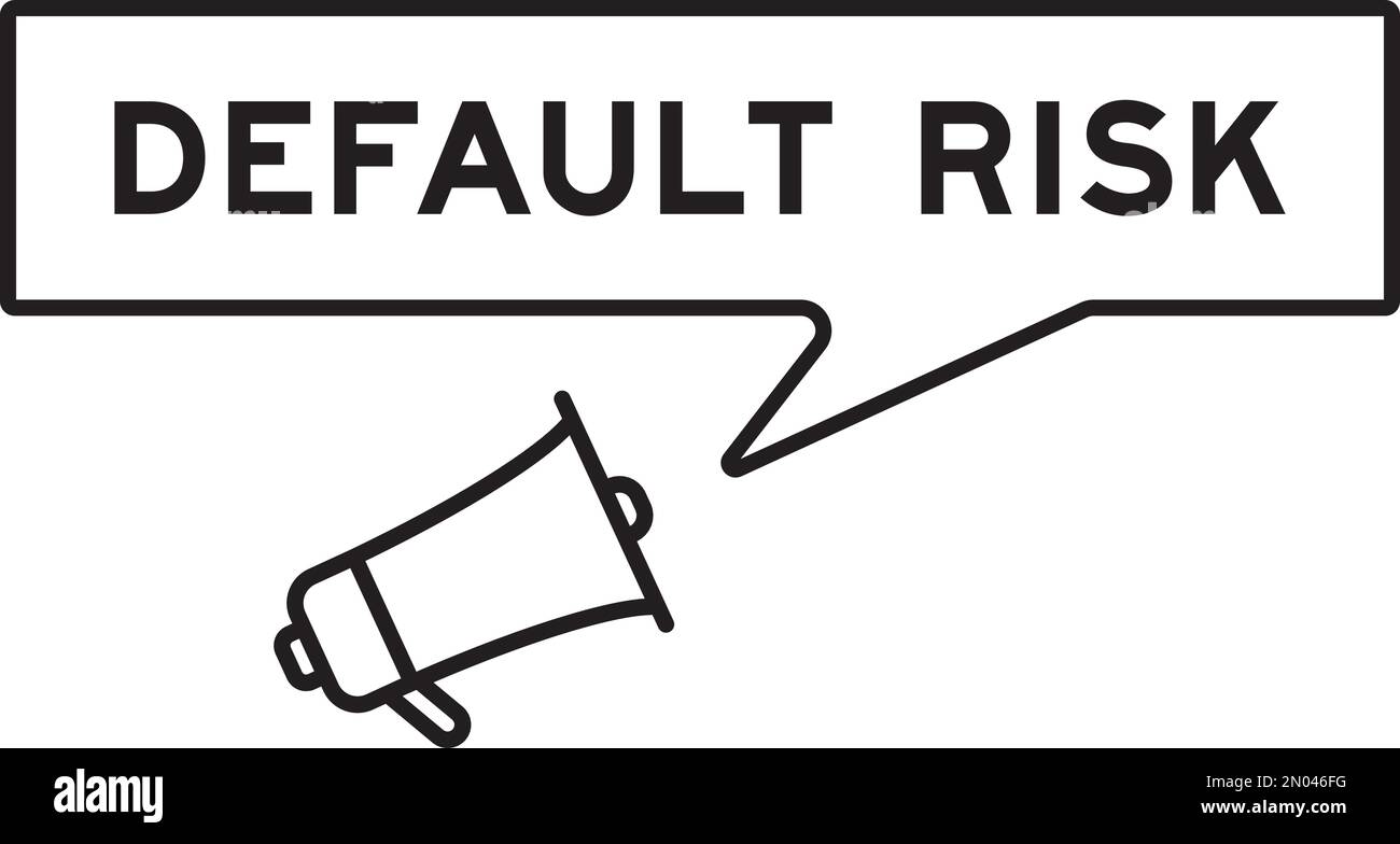 Icona del megafono con fumetto in parola rischio predefinito su sfondo bianco Illustrazione Vettoriale