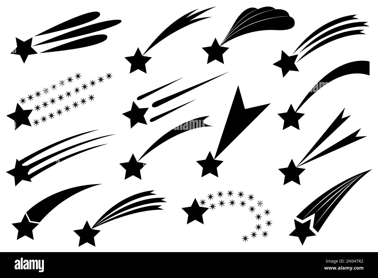 Collage di diverse stelle di tiro isolate sul bianco Foto Stock