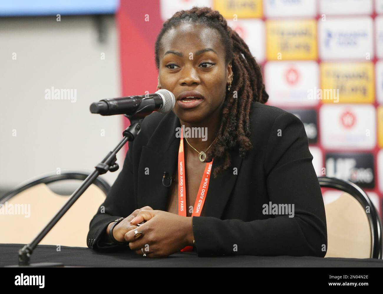 Clarisse Agbegnenou durante il Grand Slam di Judo Paris 2023 il 4 febbraio 2023 all'Accor Arena di Parigi, Francia - Foto: Laurent Lairys/DPPI/LiveMedia Foto Stock