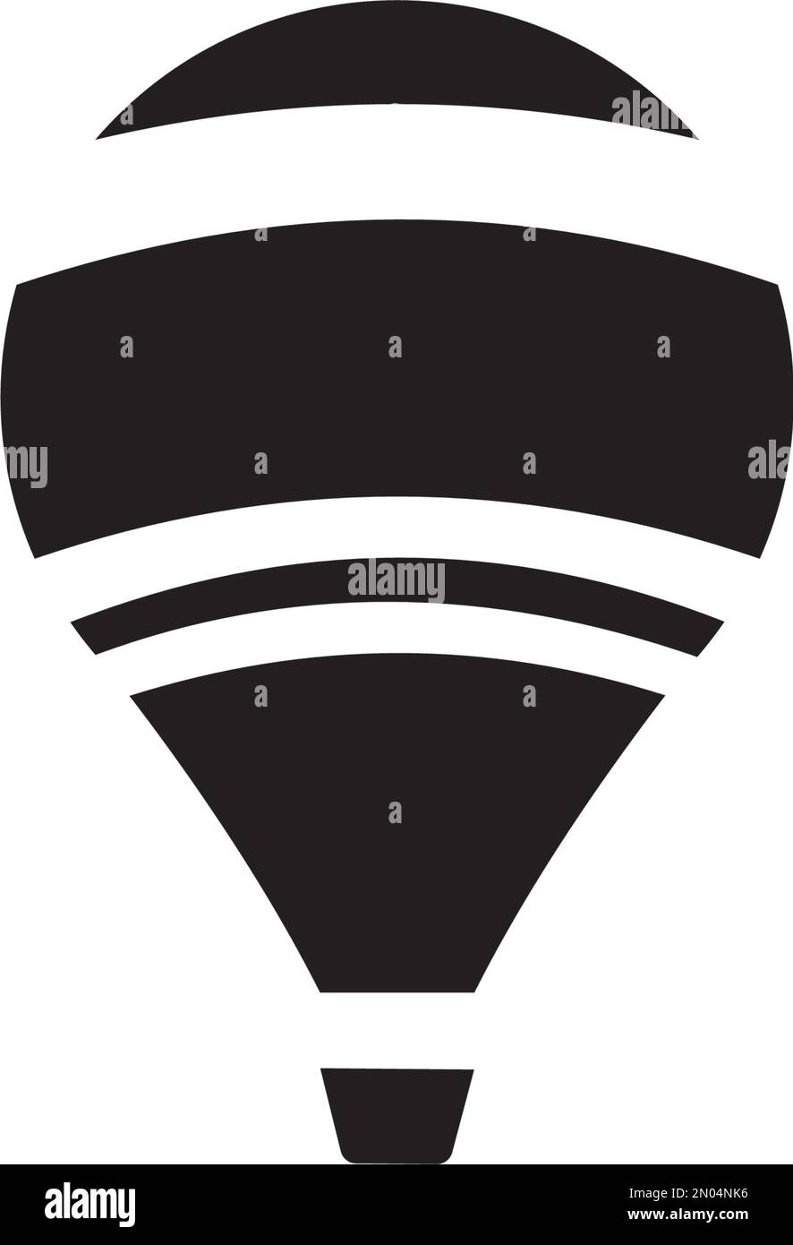 Icona di mongolfiera, moderno simbolo di stile dal design piatto. Illustrazione vettoriale, silhouette Illustrazione Vettoriale
