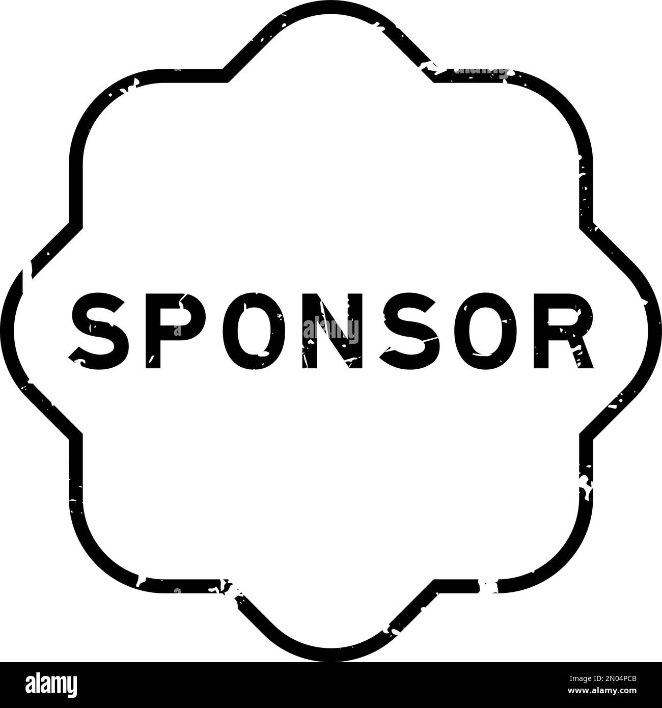 Grunge nero sponsor parola rotonda timbro sigillo su sfondo bianco Illustrazione Vettoriale