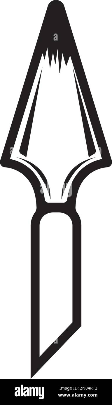 Simbolo dell'icona a forma di lancia isolato su sfondo bianco. Logo vettoriale spear. Moderno pittogramma vettoriale per grafica web Illustrazione Vettoriale