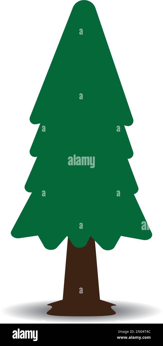 Abete rosso, pino. Icona dell'albero. Grafica vettoriale. Albero isolato. Albero di conifere. Alberi. Natura. Illustrazione Vettoriale