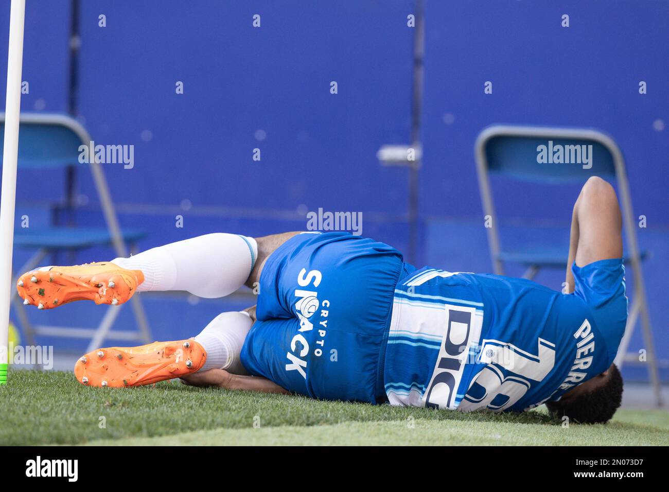 Ronael Pierre-Gabriel di RCD Espanyol durante la partita Liga tra RCD Espanyol e CA Osasuna allo stadio RCDE di Cornella, Spagna. Foto Stock