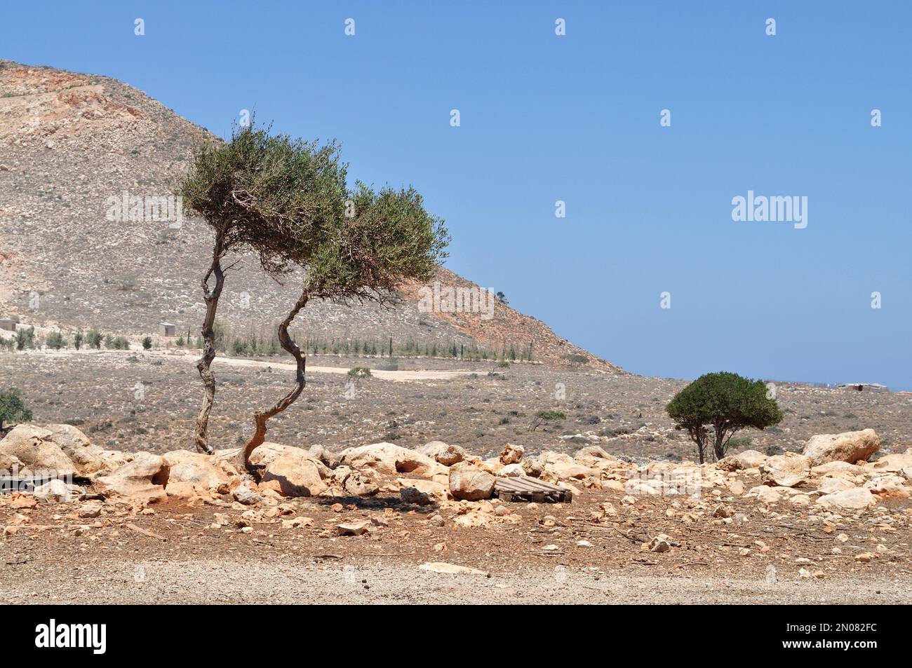 Paesaggio roccioso sulla costa dell'isola di Creta. Foto Stock