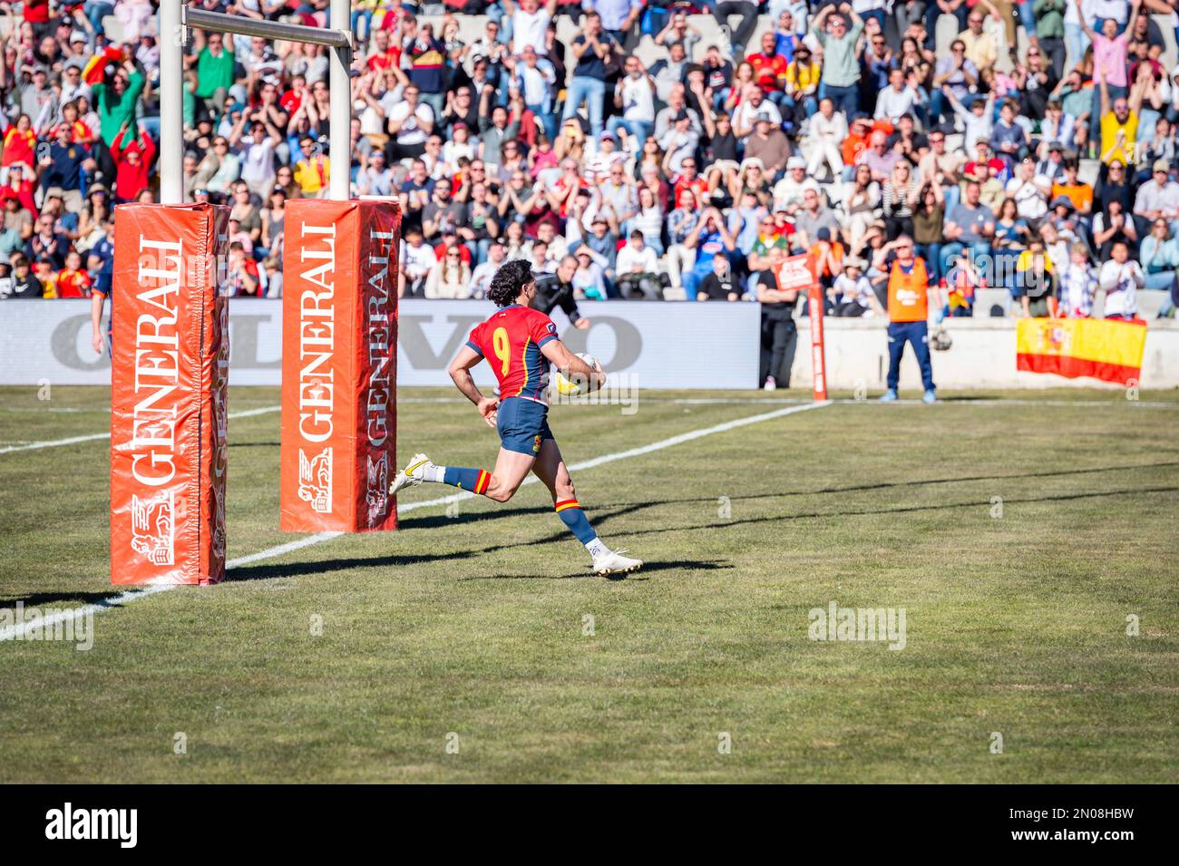 Madrid, Madrid, Spagna. 5th Feb, 2023. Estanislao Bay (Spagna) in azione durante la partita di rugby tra squadre nazionali di.Spagna e Olanda celebrata a Madrid, Spagna all'Estadio Nacional domenica 05 febbraio 2023 valido per il Campionato europeo di rugby (Credit Image: © Alberto Gardin/ZUMA Press Wire) SOLO PER USO EDITORIALE! Non per USO commerciale! Foto Stock