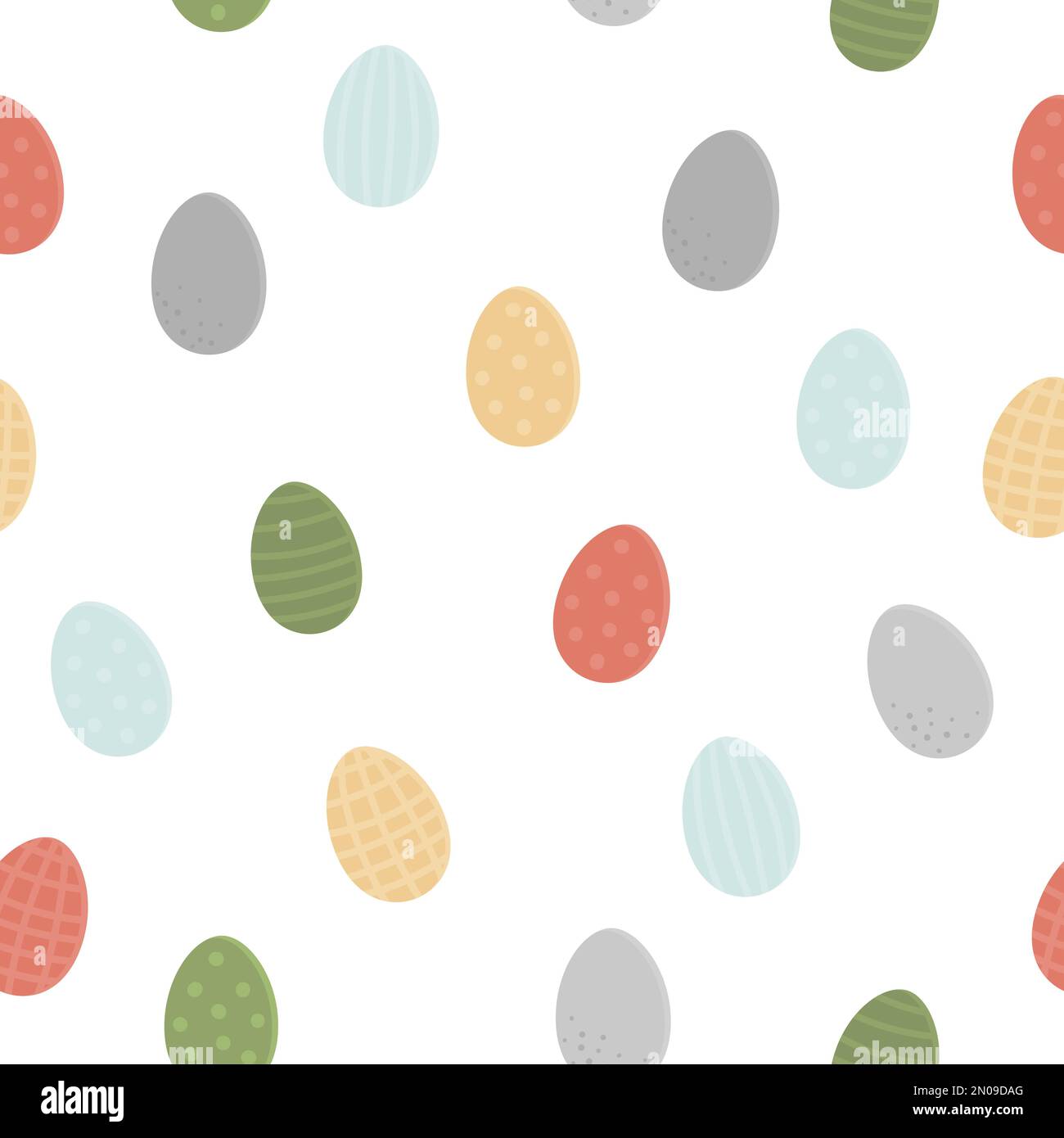 Modello vettoriale senza cuciture con uova colorate carine. Sfondo pasquale con simboli tradizionali. Carta digitale primaverile. Illustrazione Vettoriale