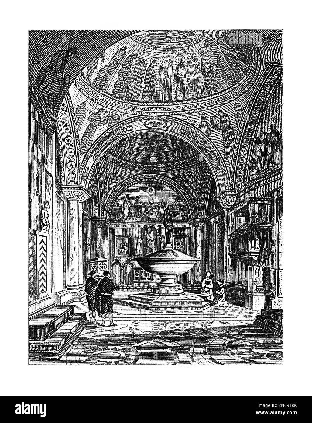 Antica incisione raffigurante una cupola della Basilica di San Marco a Venezia. Illustrazione pubblicata in Systematischer Bilder Atlas - Bauwesen, Ikonograp Foto Stock