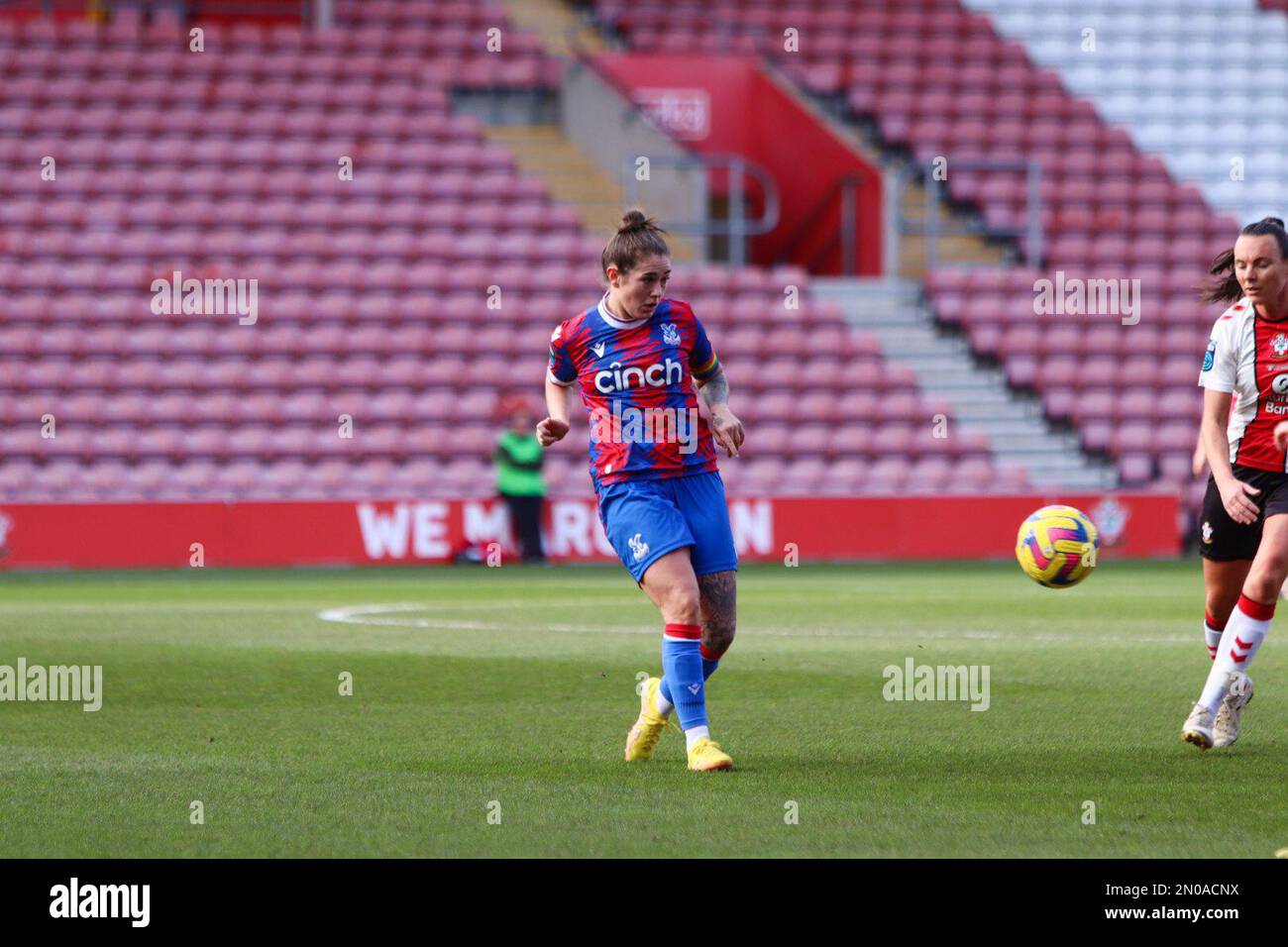 Southampton, Regno Unito. 5th Feb, 2023. Coral-Jade Haines (23 Crystal Palace) in azione durante la partita del Barclays fa Womens Championship tra Southampton e Crystal Palace allo stadio St Marys di Southampton. (Tom Phillips/SPP) credito: SPP Sport Press Photo. /Alamy Live News Foto Stock