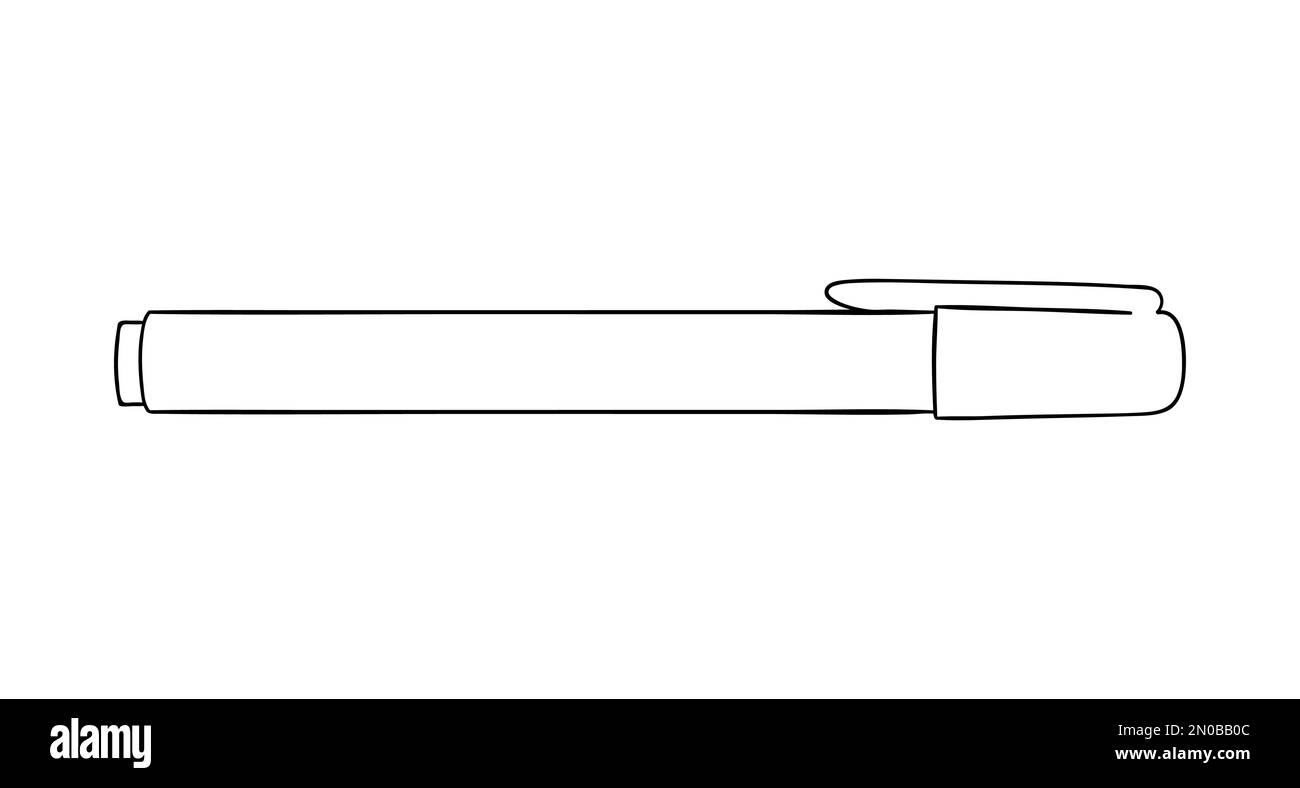 Icona della penna feltro. Cancelleria colorata vettoriale, materiali per scrittura, forniture per ufficio o scuola isolate su sfondo bianco. Stile cartone animato Illustrazione Vettoriale