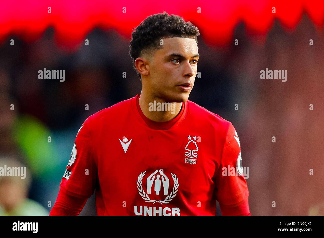 The City Ground, Nottingham, Regno Unito. 5th Feb, 2023. Premier League Football, Nottingham Forest contro Leeds United; Brennan Johnson di Nottingham Forest Credit: Action Plus Sports/Alamy Live News Foto Stock