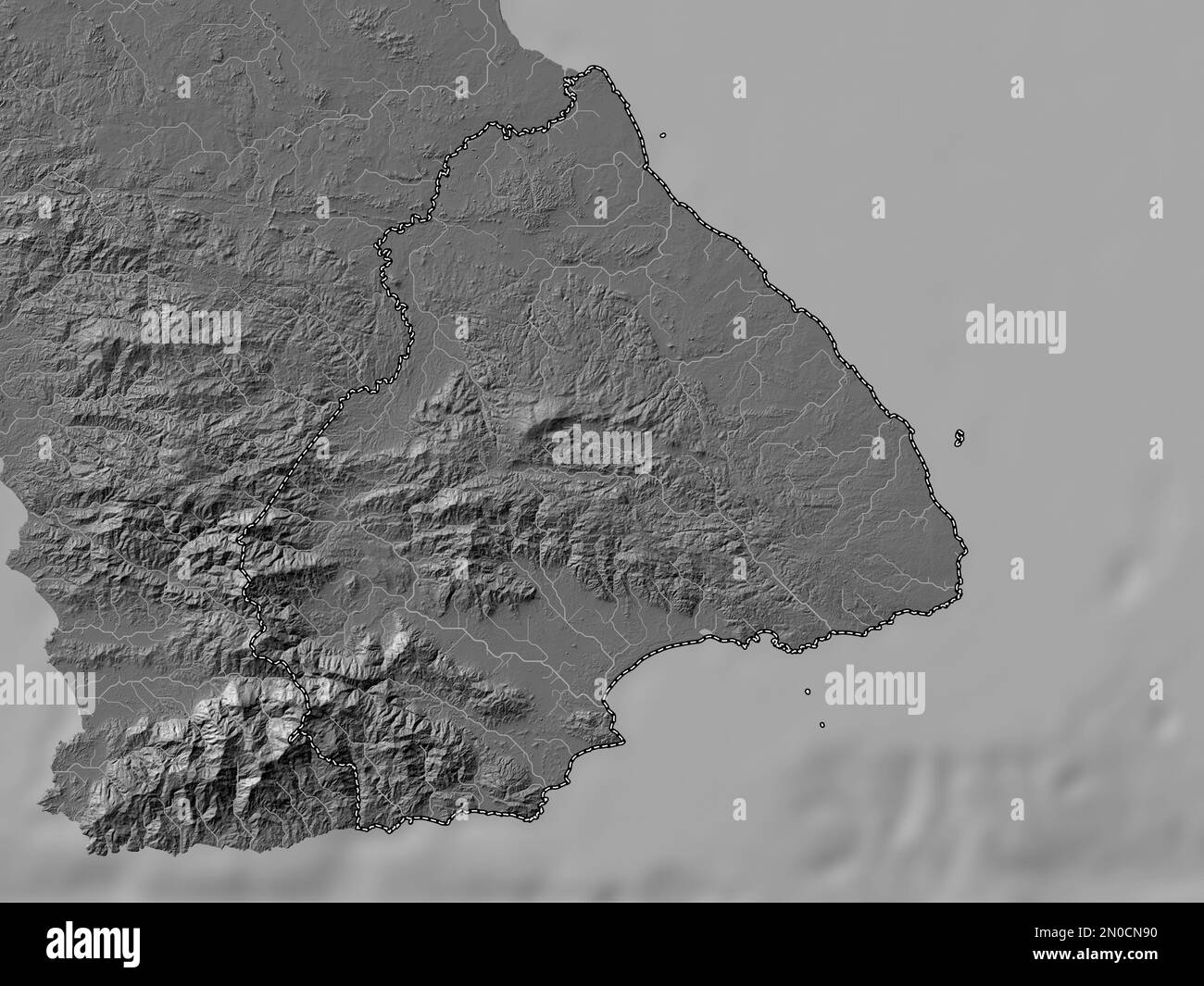 Los Santos, provincia di Panama. Mappa altimetrica bilivello con laghi e fiumi Foto Stock