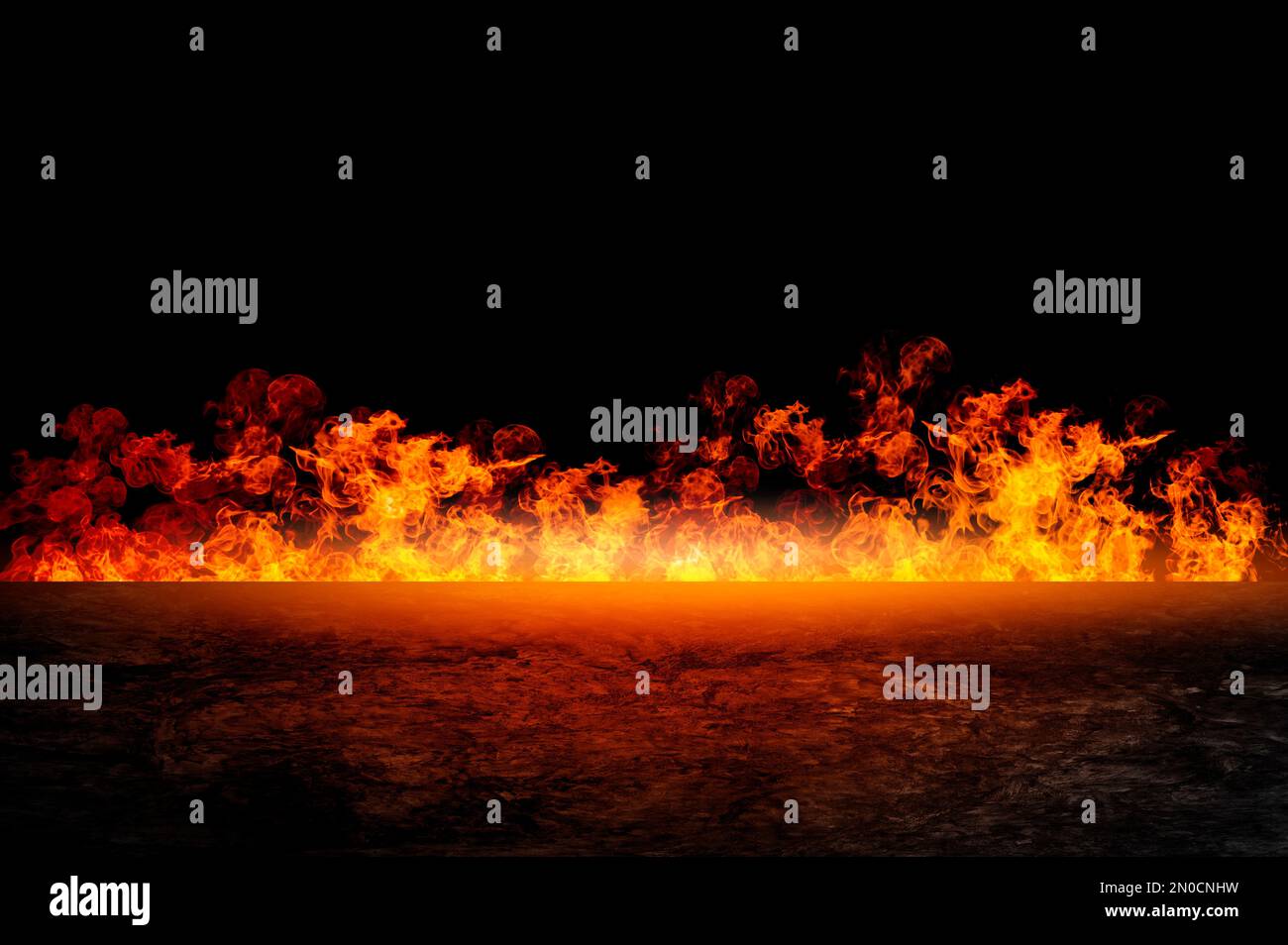Visualizzare lo spazio libero accanto alle fiamme Foto Stock