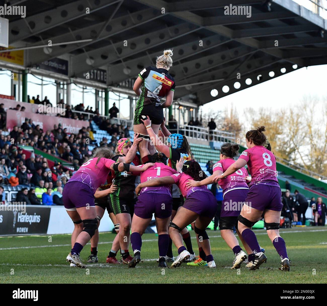 Londra, Regno Unito. 05th Feb, 2023. Twickenham, Stoop INGHILTERRA : Rosie Galligan di Harlequins durante la partita delle donne Allianz Premiership 15 tra Harlequins Vs Loughborough Lightning Twickenham Stoop Stadium Inghilterra 5–02-2023 Credit: PATRICK ANTHONISZ/Alamy Live News Foto Stock