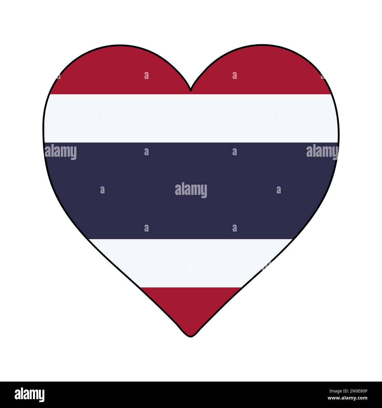 Thailandia Heart Shape Flag. Ama la Thailandia. Visita la Thailandia. Disegno grafico dell'illustrazione vettoriale. Illustrazione Vettoriale