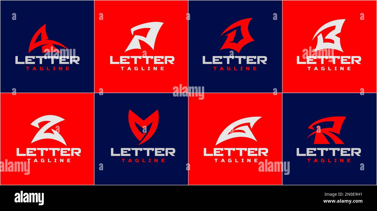 Elegante set di modelli con logo lettera. Un pacchetto vettoriale logo P D B Z M G R. Illustrazione Vettoriale