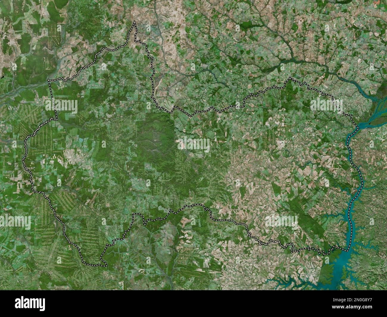 Canindeyu, dipartimento del Paraguay. Mappa satellitare ad alta risoluzione Foto Stock