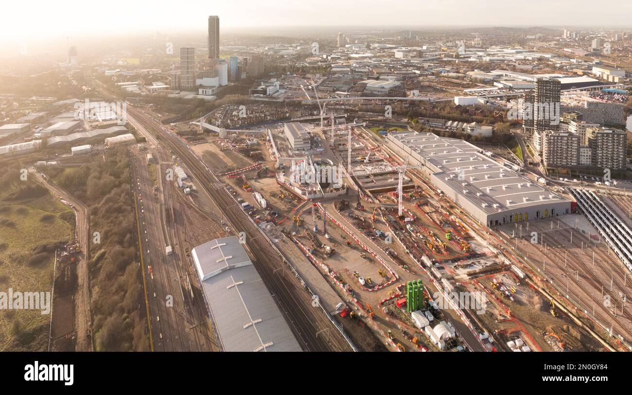 Old Oak Common è una stazione ferroviaria in costruzione sul sito del deposito di manutenzione della trazione Old Oak Common a ovest di Londra Foto Stock