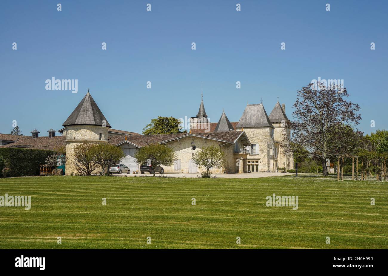 Wine Estate Chateau Carignan, castello, Carignan de Bordeaux, Francia. Foto Stock