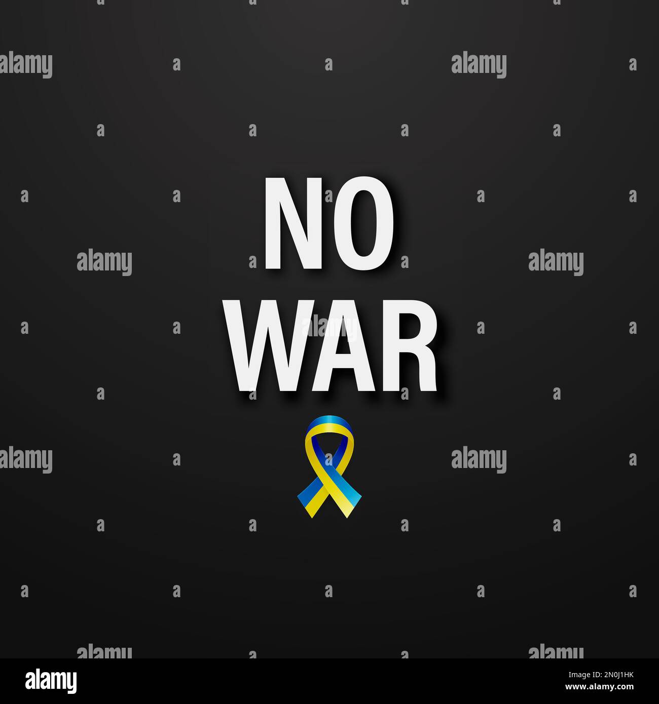 Nessuna guerra in Ucraina. Chiamata anti-guerra con lo Smbol della pace con il nastro blu e giallo della seta. Colori bandiera Ukraniana. Lotta, protesta, sostenere l'Ucraina Illustrazione Vettoriale