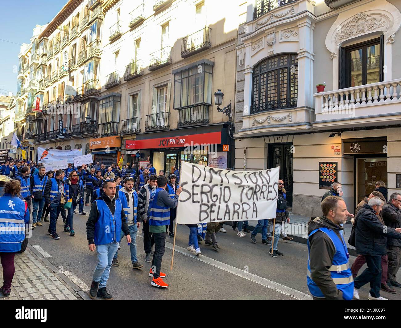 Madrid, Spagna, 05 febbraio 2023. Protesta contro la legge sugli animali nel centro della città Foto Stock