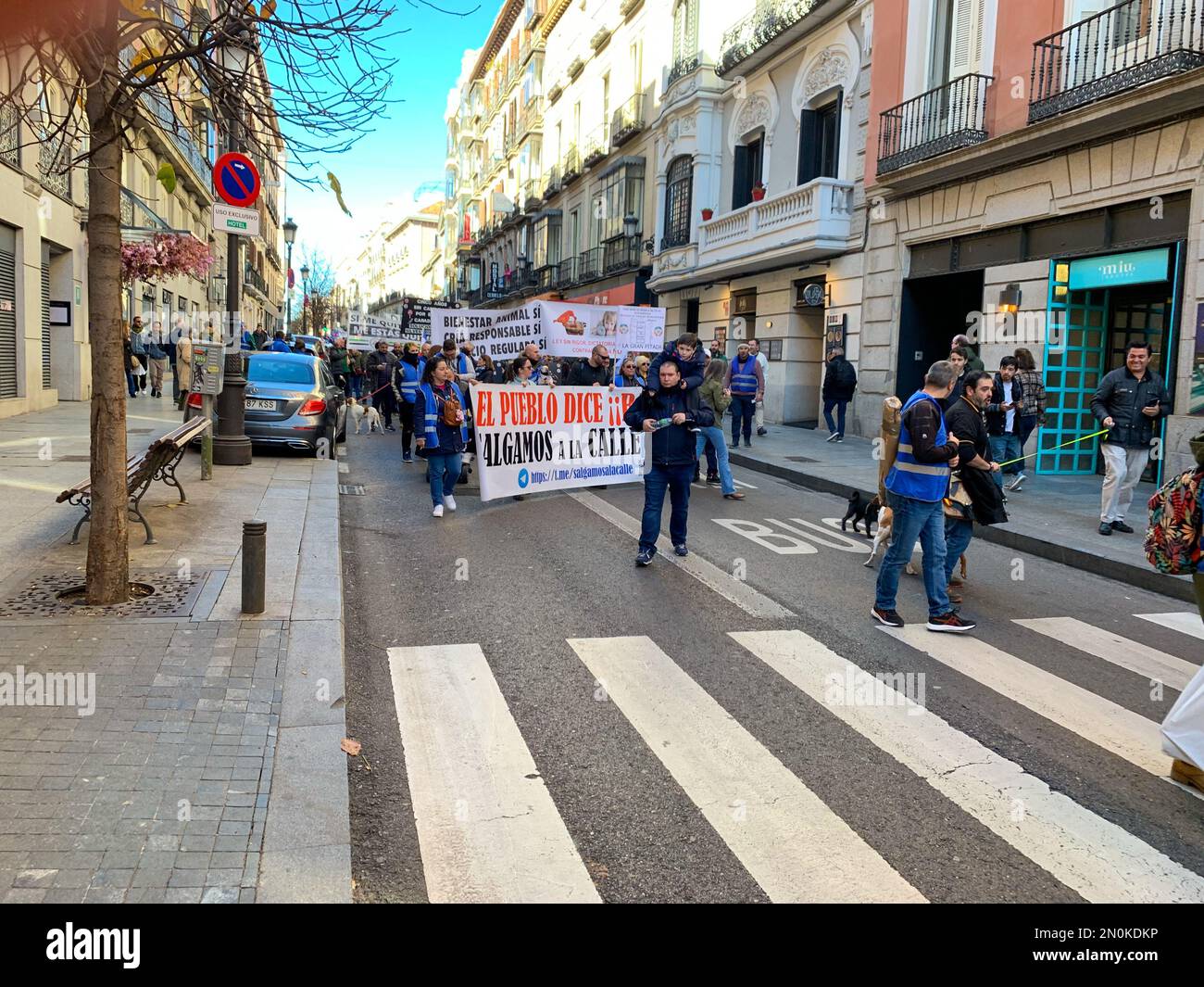 Madrid, Spagna, 05 febbraio 2023. Protesta contro la legge sugli animali nel centro della città Foto Stock