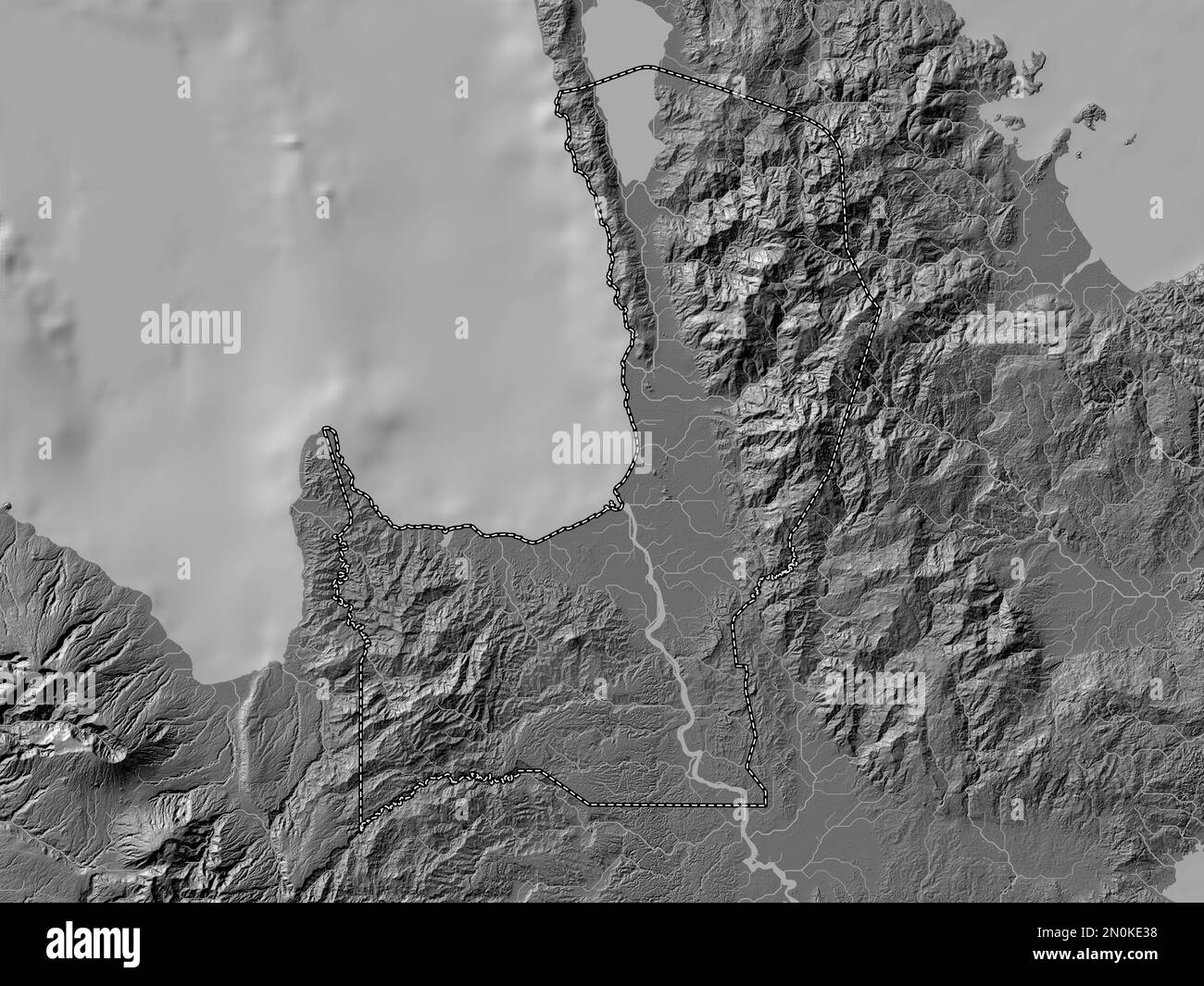 Agusan del Norte, provincia delle Filippine. Mappa altimetrica bilivello con laghi e fiumi Foto Stock