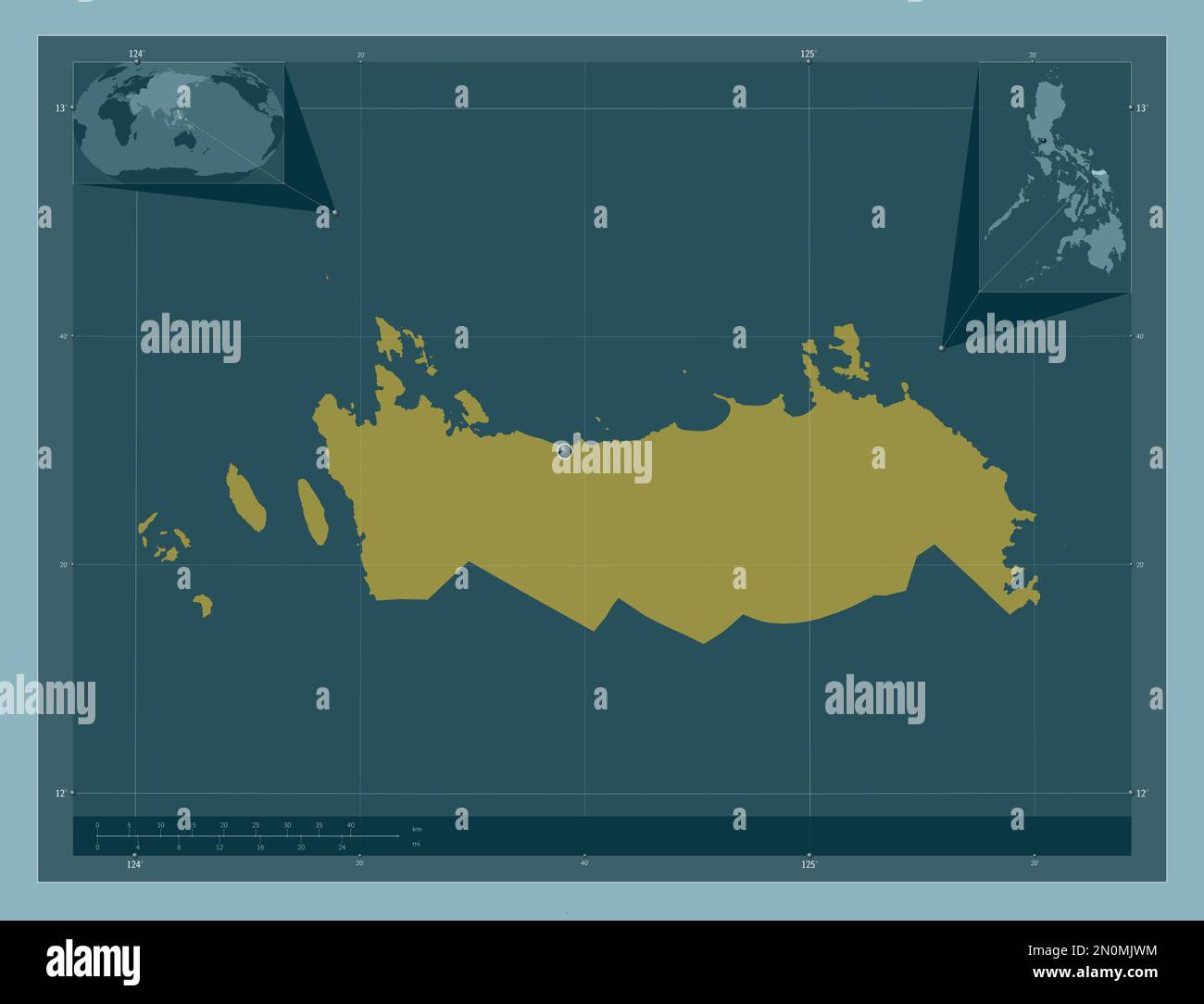 Samar settentrionale, provincia delle Filippine. Forma a tinta unita. Mappe delle posizioni ausiliarie degli angoli Foto Stock