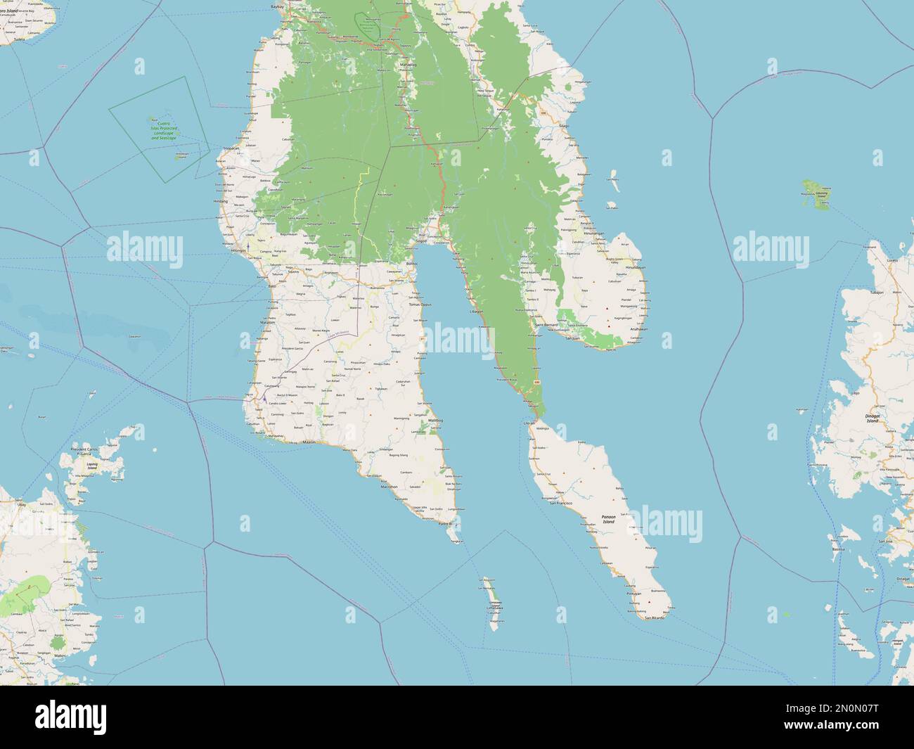 Leyte Meridionale, provincia delle Filippine. Aprire la mappa stradale Foto Stock