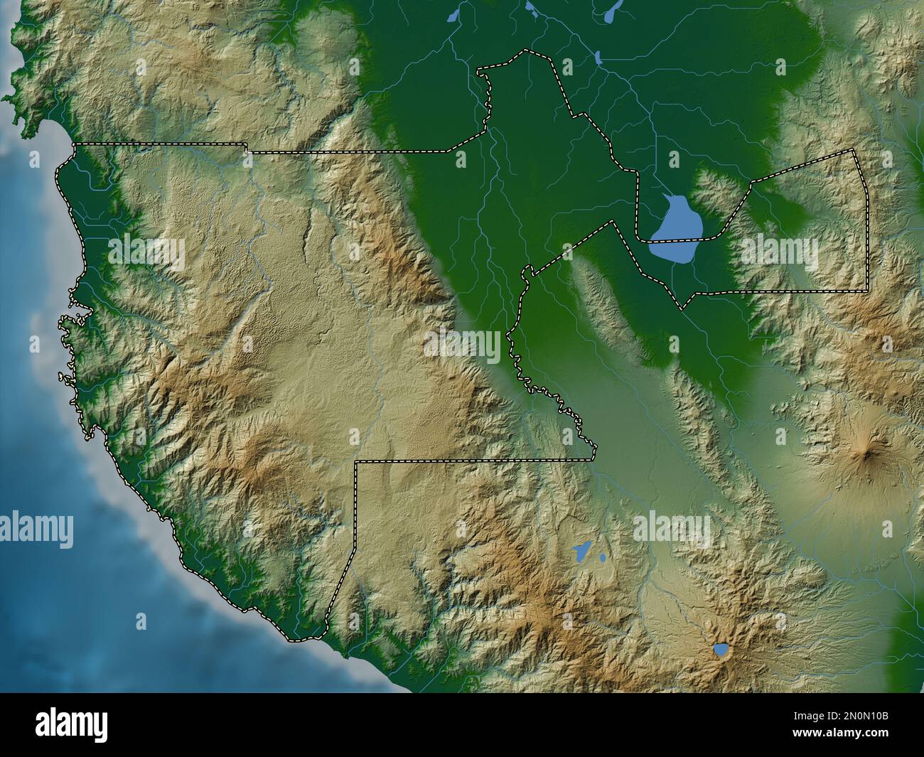 Sultan Kudarat, provincia delle Filippine. Mappa di altitudine colorata con laghi e fiumi Foto Stock
